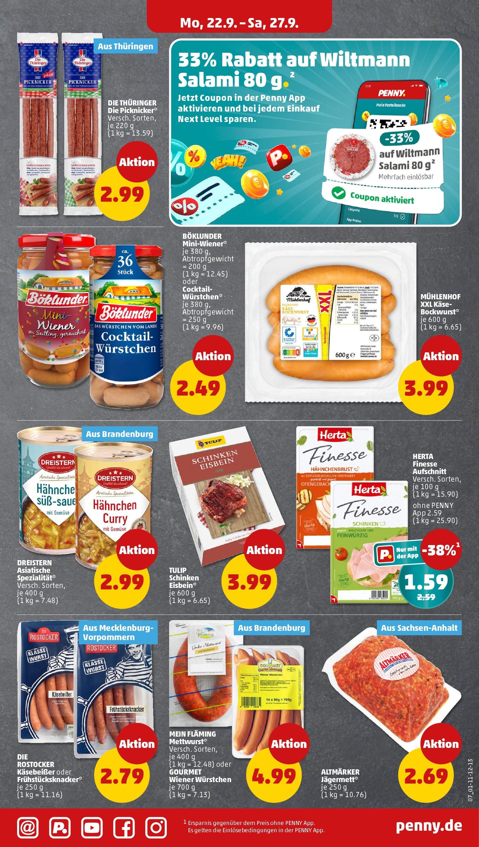 Penny Prospekt ab 21.09.2025 » Angebote Online | Seite: 7 | Produkte: Wurst, Salami, Schinken, Hahnchenbrust Penny Prospekt ab 21.09.2025 » Angebote Online | Seite: 7 | Produkte: Wurst, Salami, Schinken, Hahnchenbrust