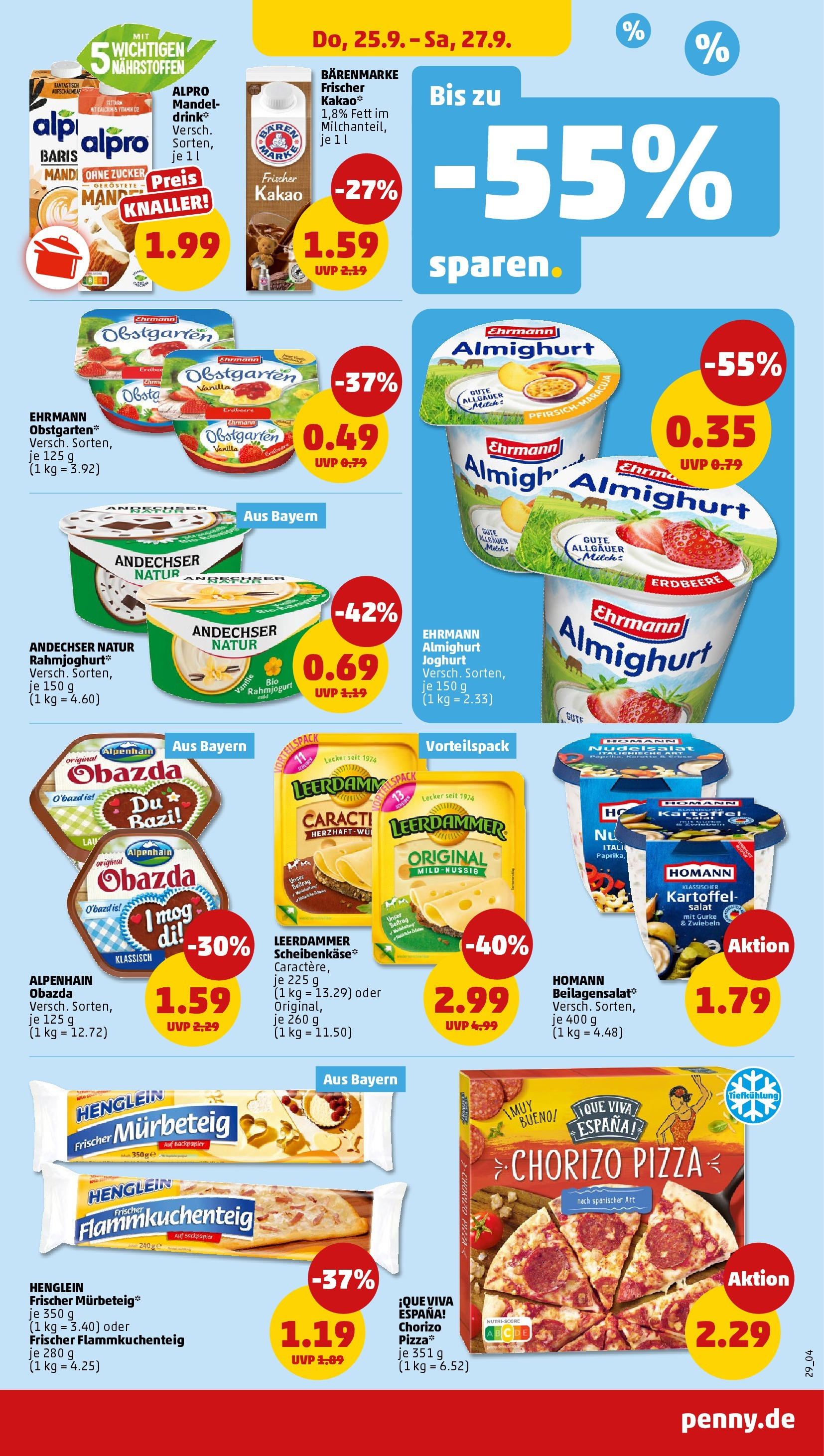 Penny Prospekt ab 21.09.2025 » Angebote Online | Seite: 29 | Produkte: Ehrmann almighurt, Milch, Karotte, Salat Penny Prospekt ab 21.09.2025 » Angebote Online | Seite: 29 | Produkte: Ehrmann almighurt, Milch, Karotte, Salat