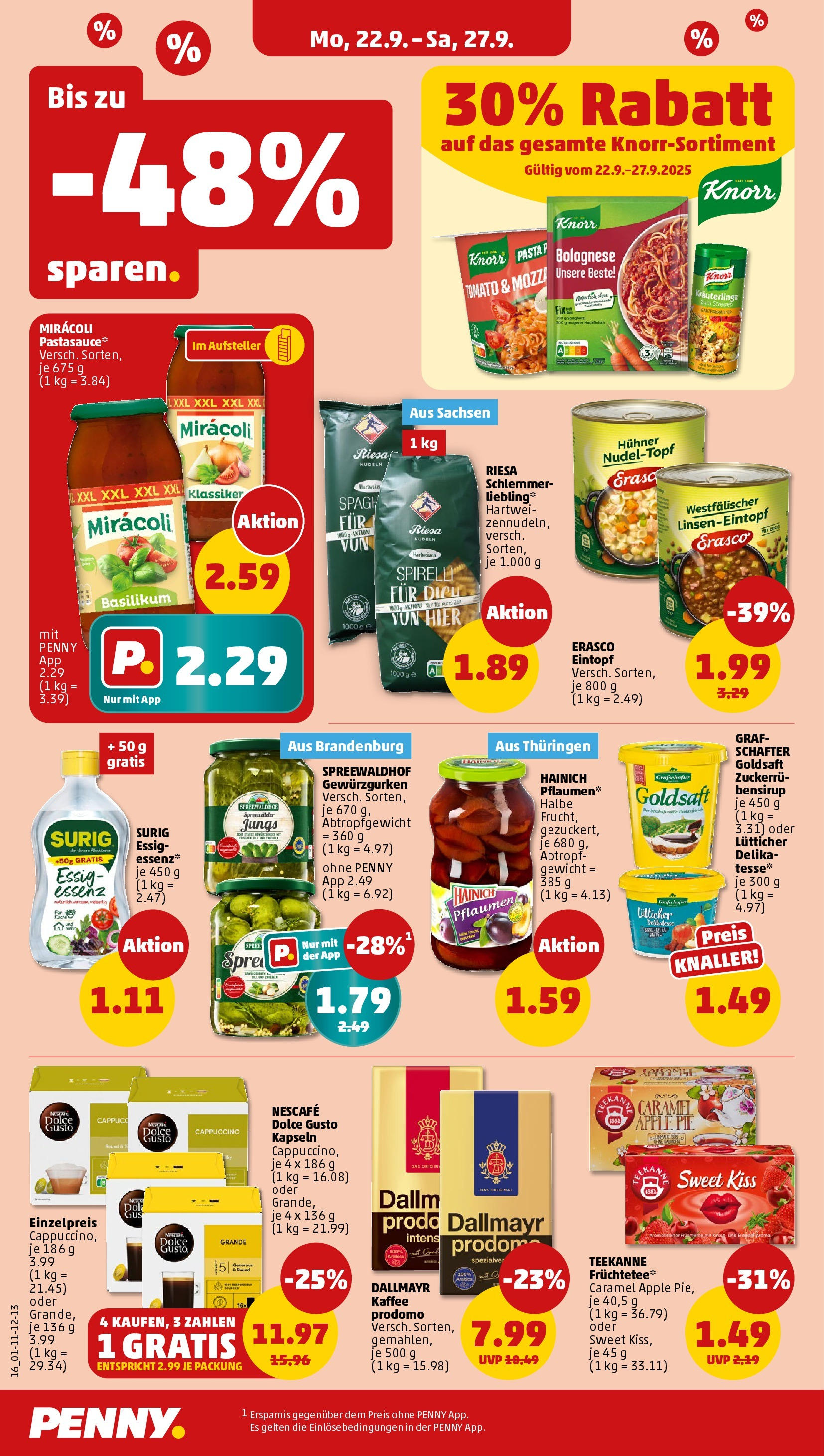 Penny Prospekt ab 21.09.2025 » Angebote Online | Seite: 16 | Produkte: Pflaumen, Pasta, Nudeln, Dolce gusto Penny Prospekt ab 21.09.2025 » Angebote Online | Seite: 16 | Produkte: Pflaumen, Pasta, Nudeln, Dolce gusto