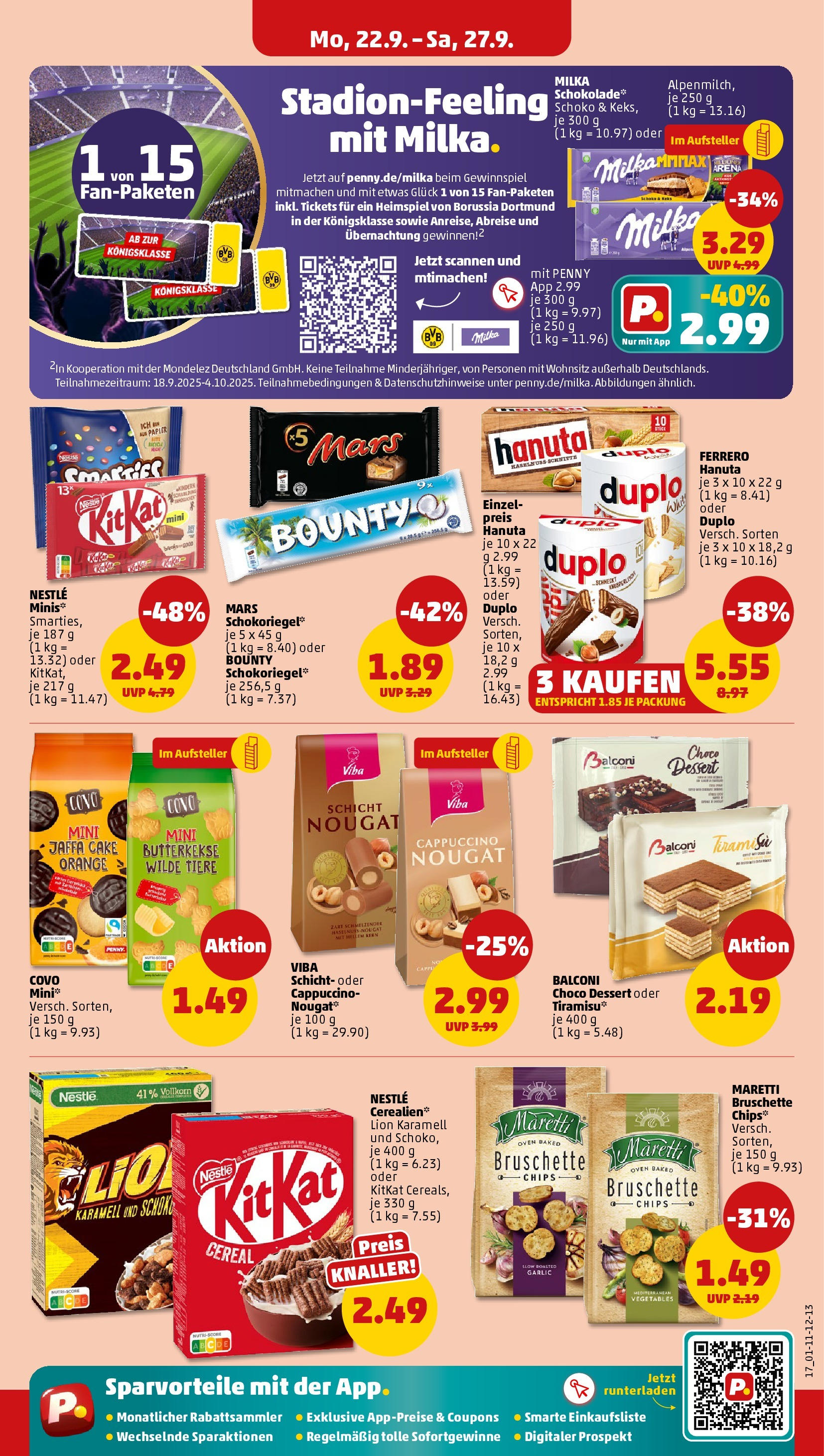 Penny Prospekt ab 21.09.2025 » Angebote Online | Seite: 17 | Produkte: Schokolade, Mars, Butterkekse, Chips Penny Prospekt ab 21.09.2025 » Angebote Online | Seite: 17 | Produkte: Schokolade, Mars, Butterkekse, Chips