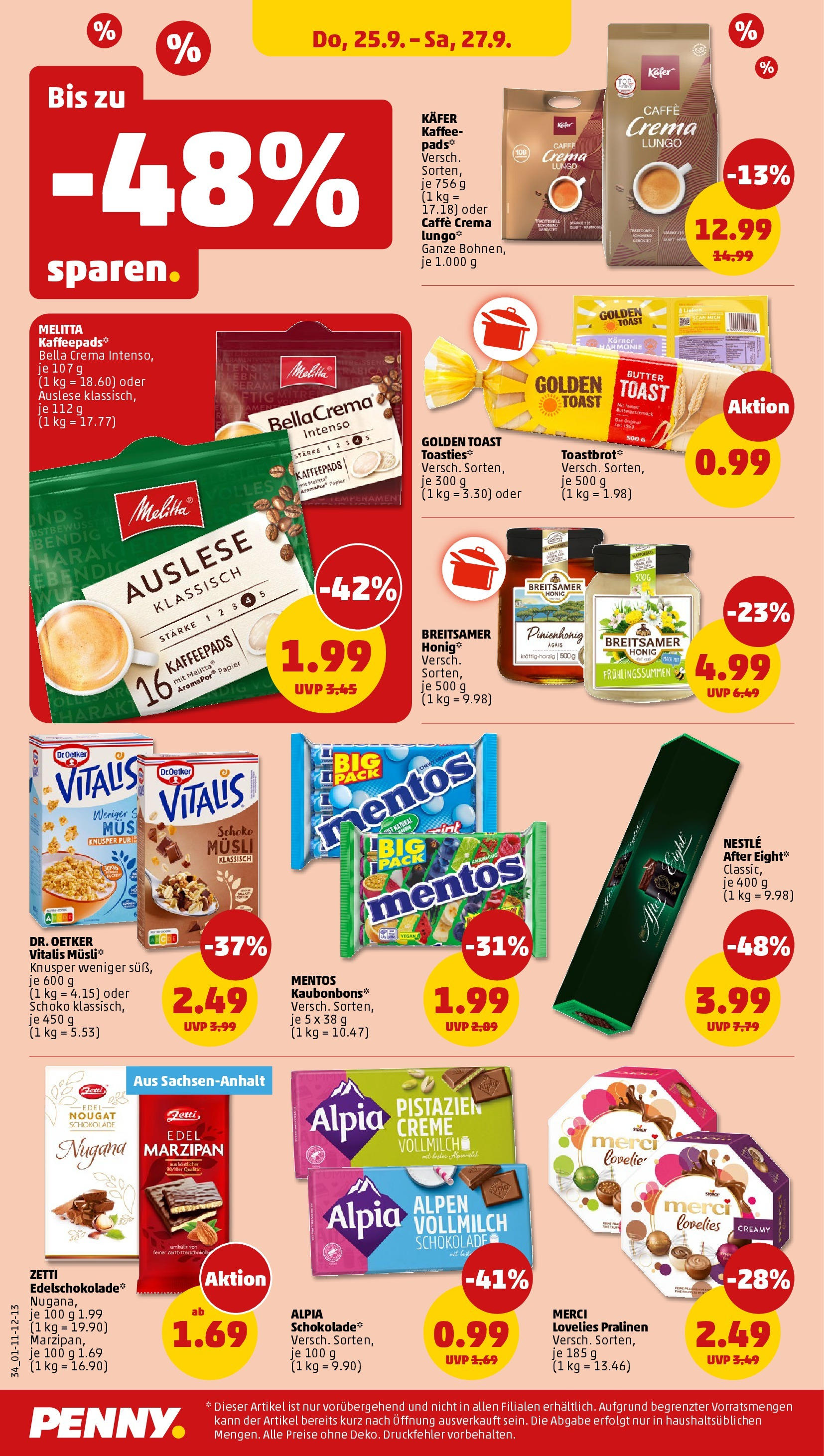 Penny Prospekt ab 21.09.2025 » Angebote Online | Seite: 34 | Produkte: Melitta, Merci, Kaffeepads, Creme Penny Prospekt ab 21.09.2025 » Angebote Online | Seite: 34 | Produkte: Melitta, Merci, Kaffeepads, Creme