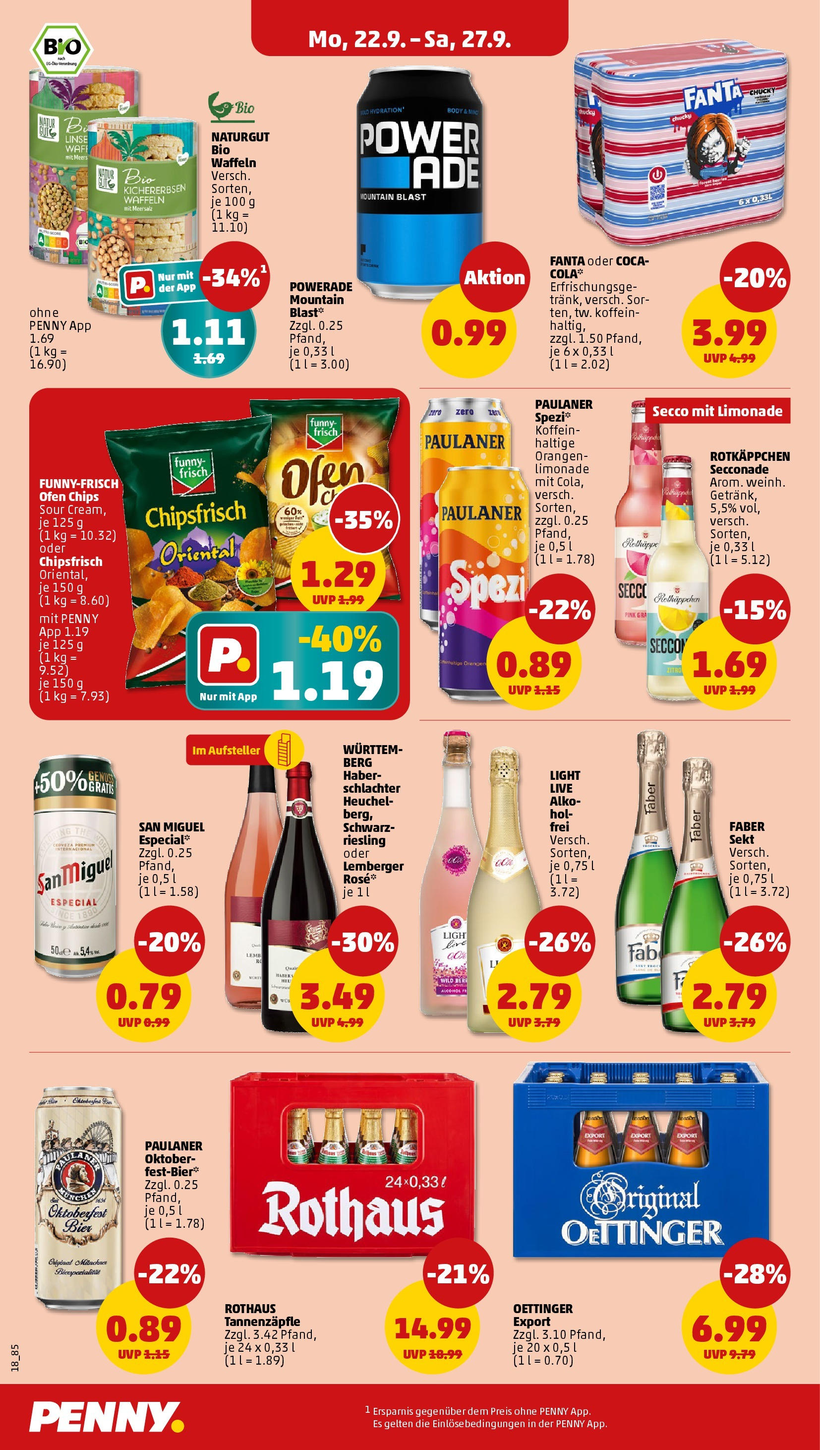 Penny Prospekt ab 21.09.2025 » Angebote Online | Seite: 18 | Produkte: Cola, Orangen, Chips, Paulaner