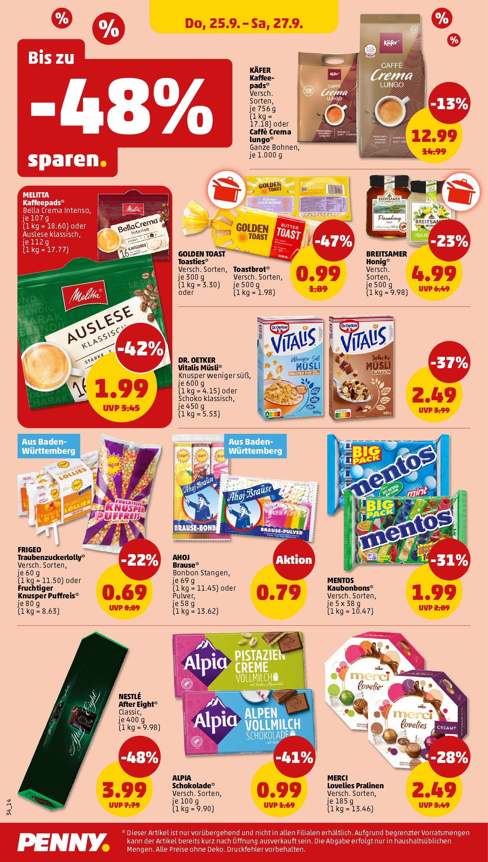 Penny Prospekt ab 21.09.2025 » Angebote Online | Seite: 34 | Produkte: Melitta, Merci, Kaffee, Creme