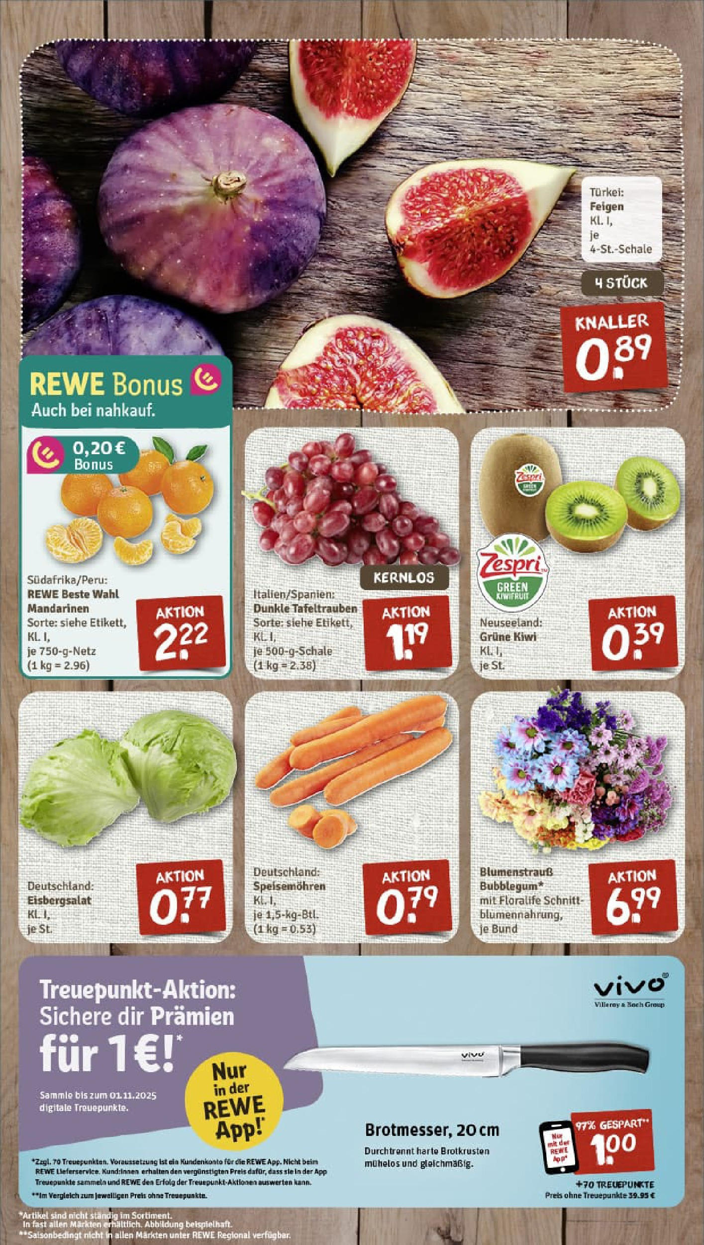 REWE Prospekt ab 21.09.2025 zum Blättern » Angebote | Seite: 3 | Produkte: Vivo, Mandarinen, Eisbergsalat, Kiwi