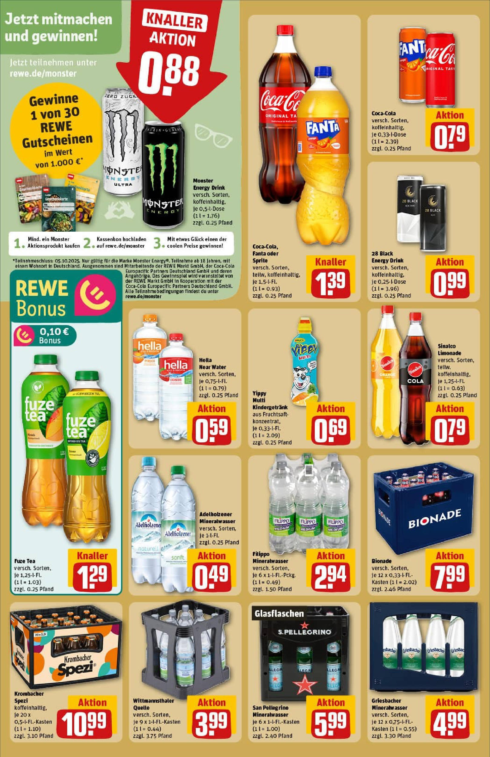 REWE Prospekt ab 21.09.2025 zum Blättern » Angebote | Seite: 20 | Produkte: Fanta, Cola, Energy, Krombacher