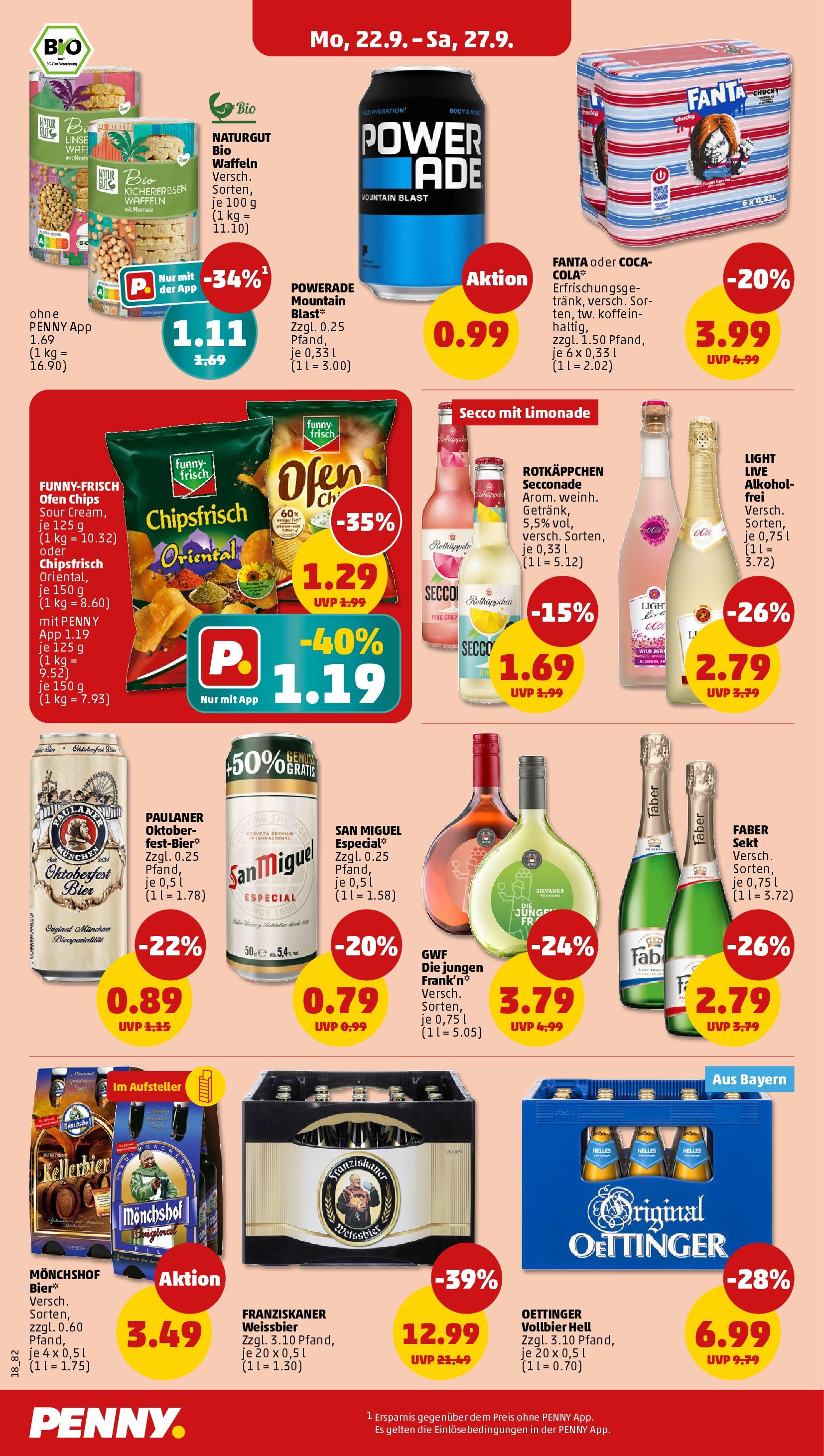 Penny Prospekt ab 21.09.2025 » Angebote Online | Seite: 18 | Produkte: Waffeln, Powerade, Chips, Paulaner Penny Prospekt ab 21.09.2025 » Angebote Online | Seite: 18 | Produkte: Waffeln, Powerade, Chips, Paulaner