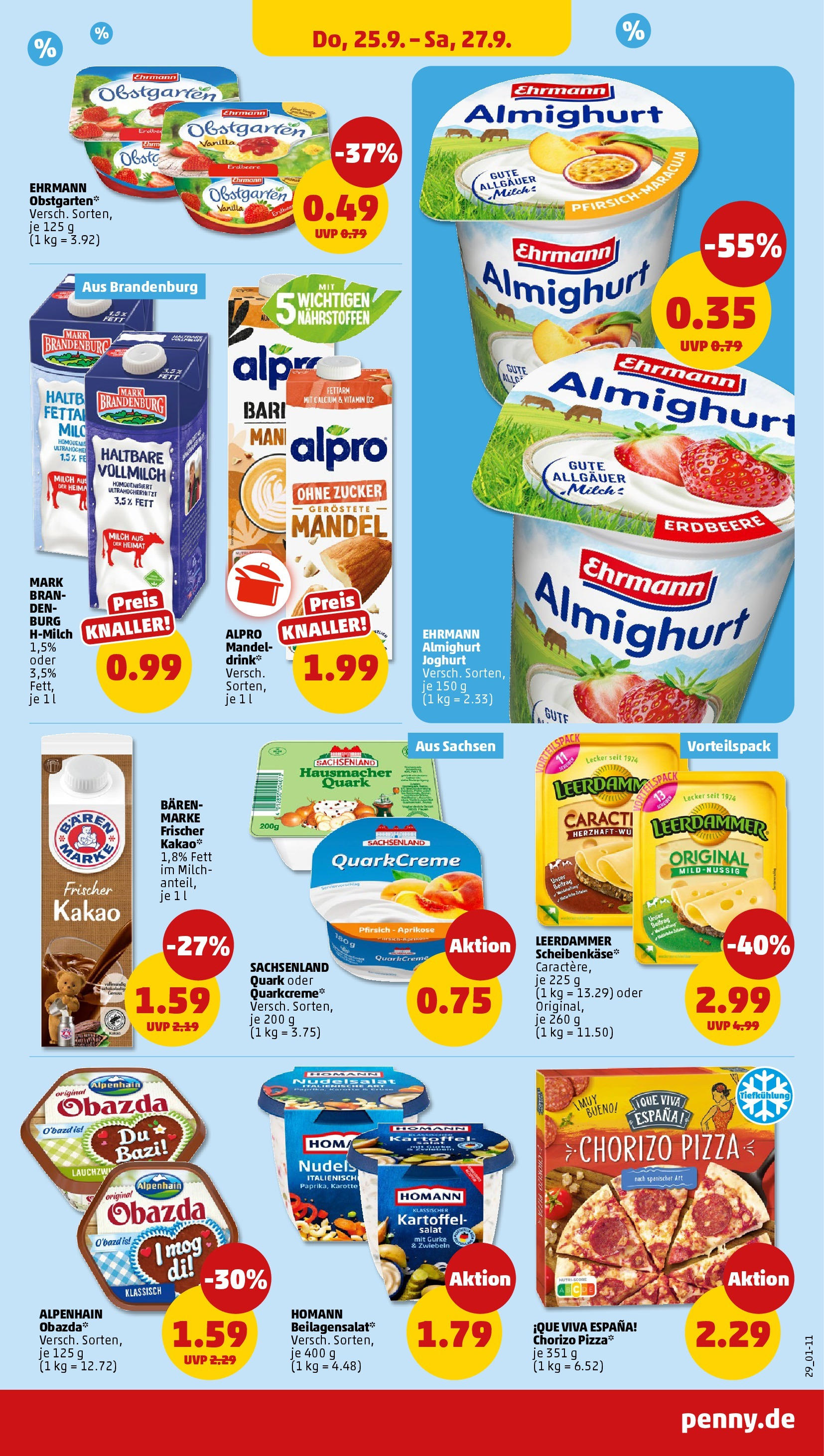 Penny Prospekt ab 21.09.2025 » Angebote Online | Seite: 29 | Produkte: Ehrmann almighurt, Leerdammer, Zwiebeln, Pfirsich Penny Prospekt ab 21.09.2025 » Angebote Online | Seite: 29 | Produkte: Ehrmann almighurt, Leerdammer, Zwiebeln, Pfirsich