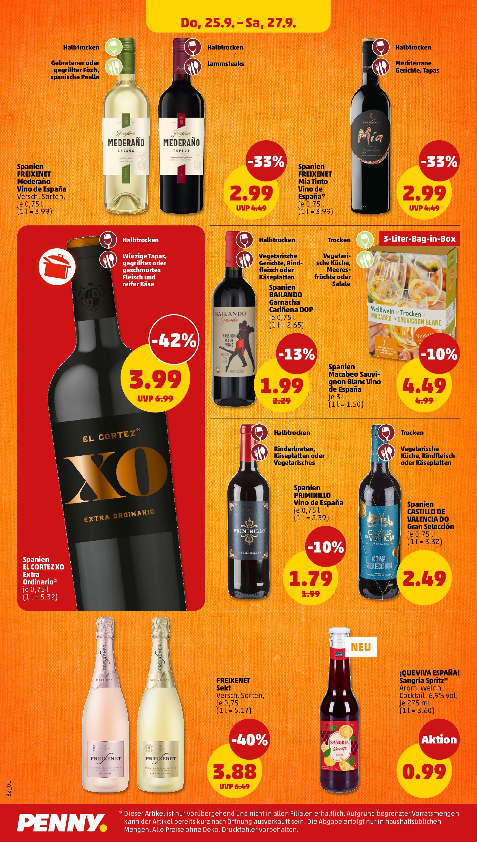 Penny Prospekt ab 21.09.2025 » Angebote Online | Seite: 32 | Produkte: Käse, Weißwein, Freixenet mederano, Fleisch Penny Prospekt ab 21.09.2025 » Angebote Online | Seite: 32 | Produkte: Käse, Weißwein, Freixenet mederano, Fleisch