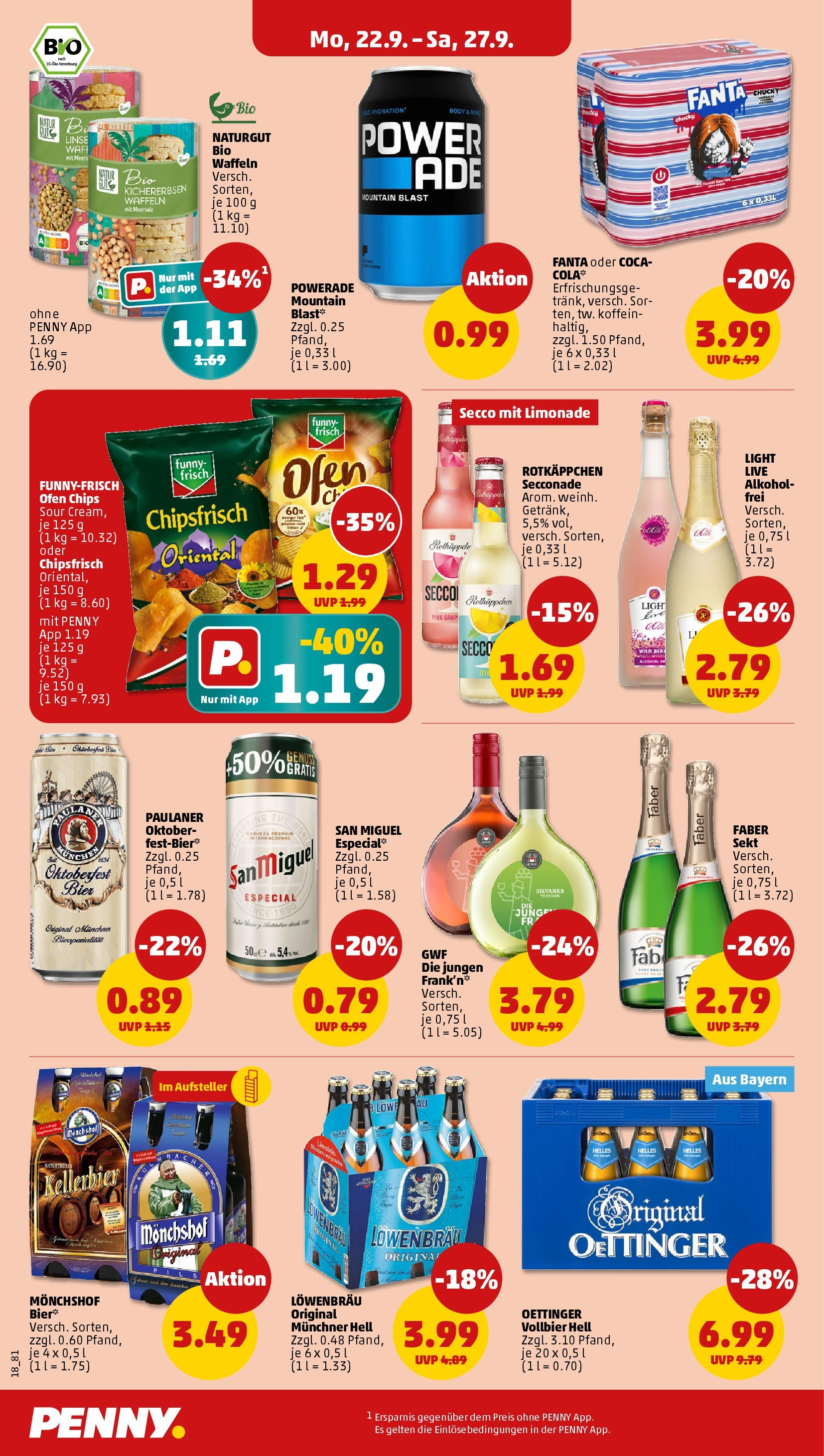 Penny Prospekt ab 22.09.2025 » Angebote Online | Seite: 18 | Produkte: Fanta, Pils, Waffeln, Rotkäppchen