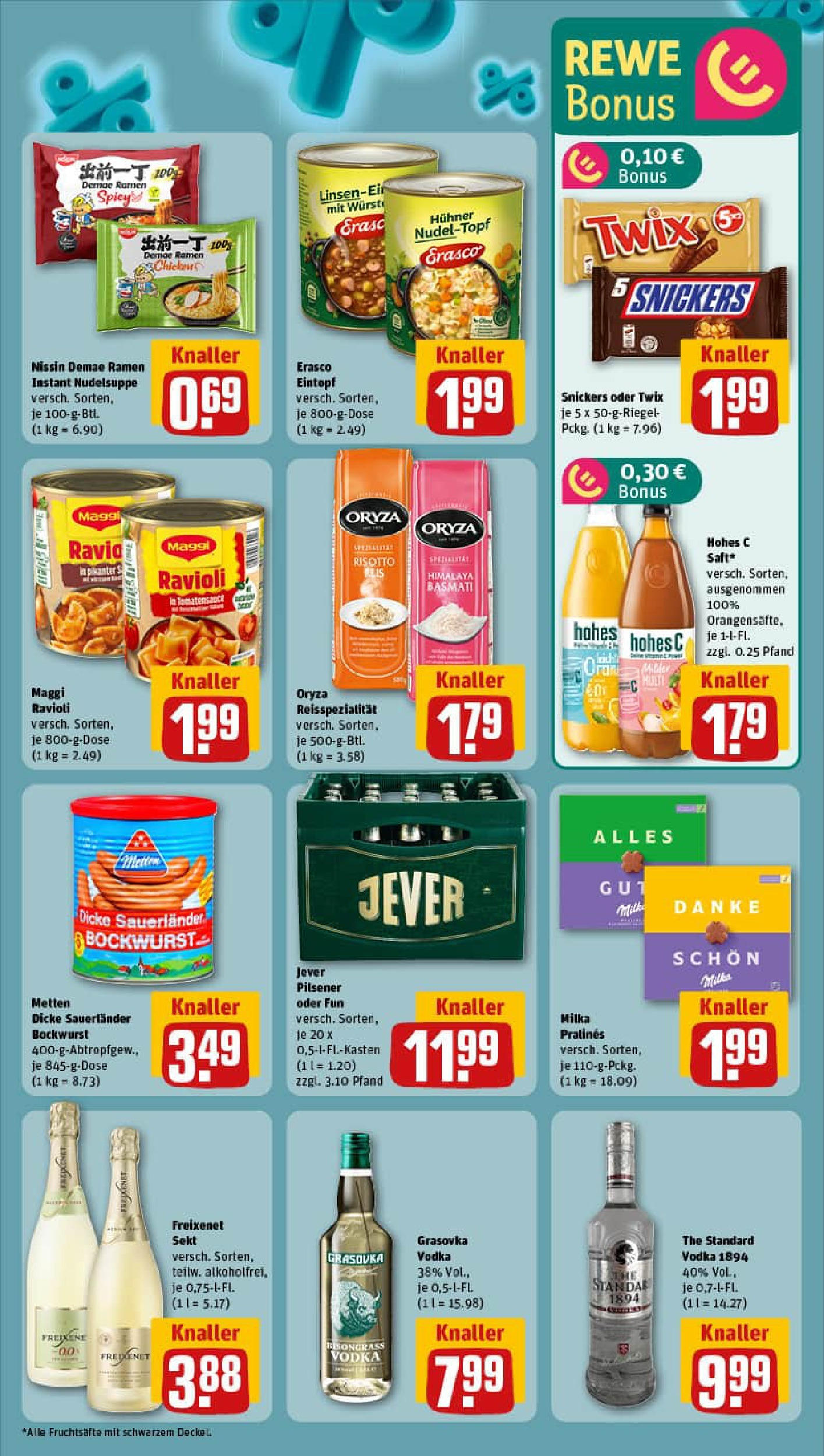 REWE Prospekt ab 21.09.2025 zum Blättern » Angebote | Seite: 7 | Produkte: Dicke sauerlander bockwurst, Freixenet, Jever, Vodka REWE Prospekt ab 21.09.2025 zum Blättern » Angebote | Seite: 7 | Produkte: Dicke sauerlander bockwurst, Freixenet, Jever, Vodka