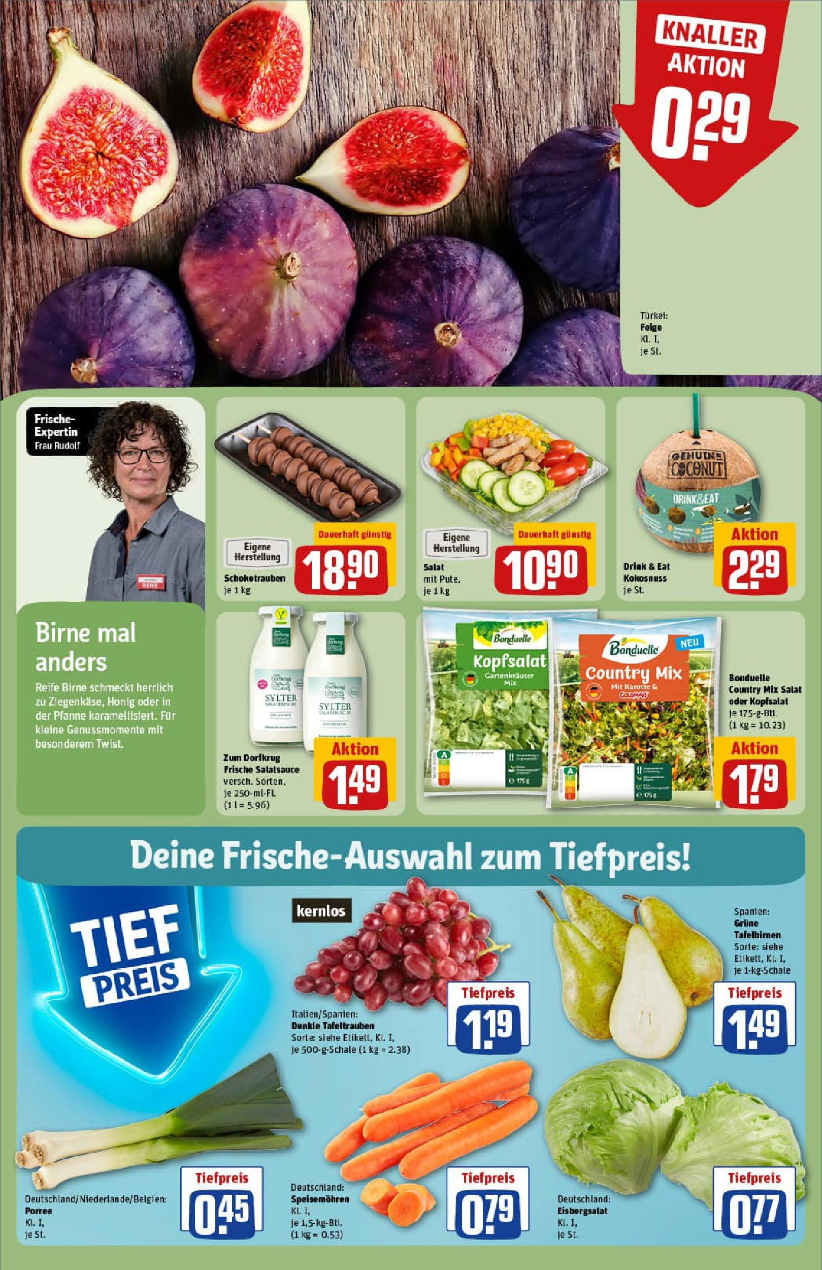 REWE Prospekt ab 21.09.2025 zum Blättern » Angebote | Seite: 10 | Produkte: Dressing, Birne, Karotte, Salat