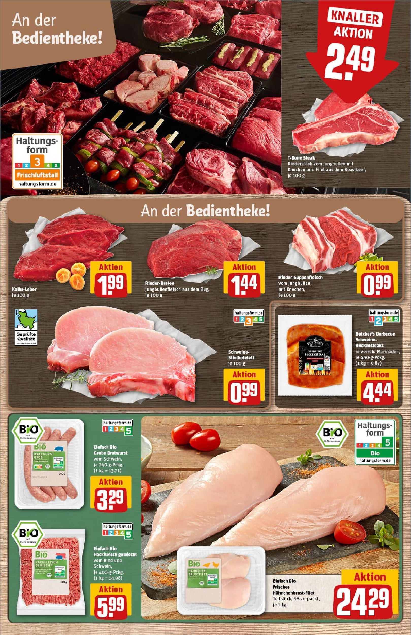 REWE Prospekt ab 21.09.2025 zum Blättern » Angebote | Seite: 13 | Produkte: Rinderbraten, Bratwurst, Kalbsleber, Steak