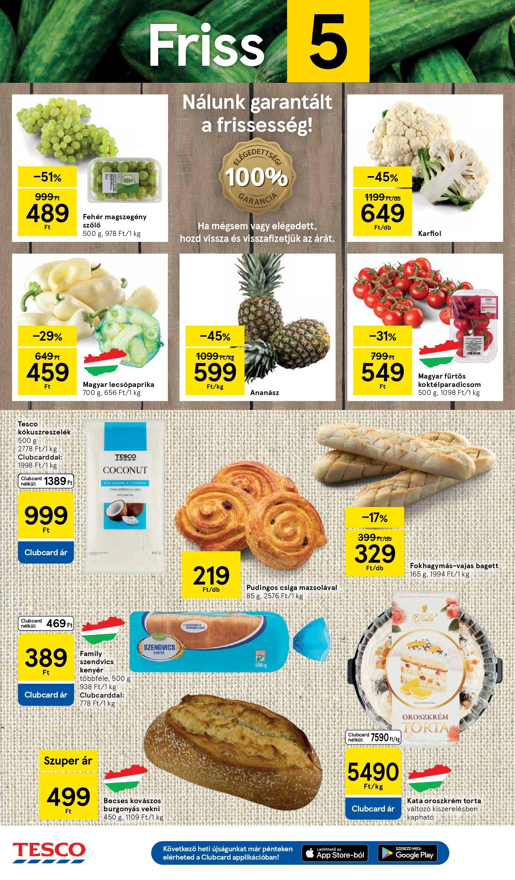 Tesco - Tesco újság érvényessége 2025.09.24-ig - 2025.09.17.-tól - online | Oldal: 2 | Termékek: Karfiol, Torta, Lecsópaprika, Szendvics