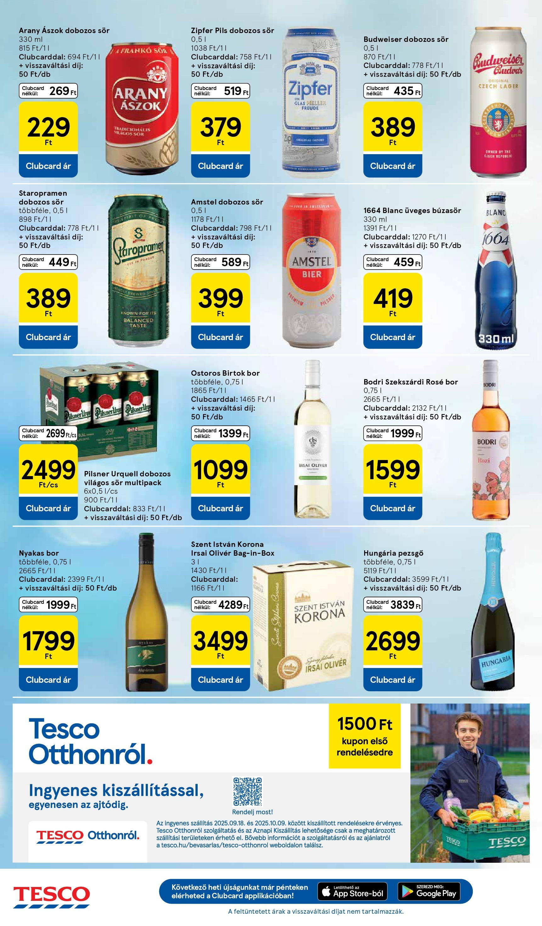 Tesco - Tesco újság érvényessége 2025.09.24-ig - 2025.09.17.-tól - online | Oldal: 6 | Termékek: Pilsner urquell, Budweiser, Arany ászok, Bor