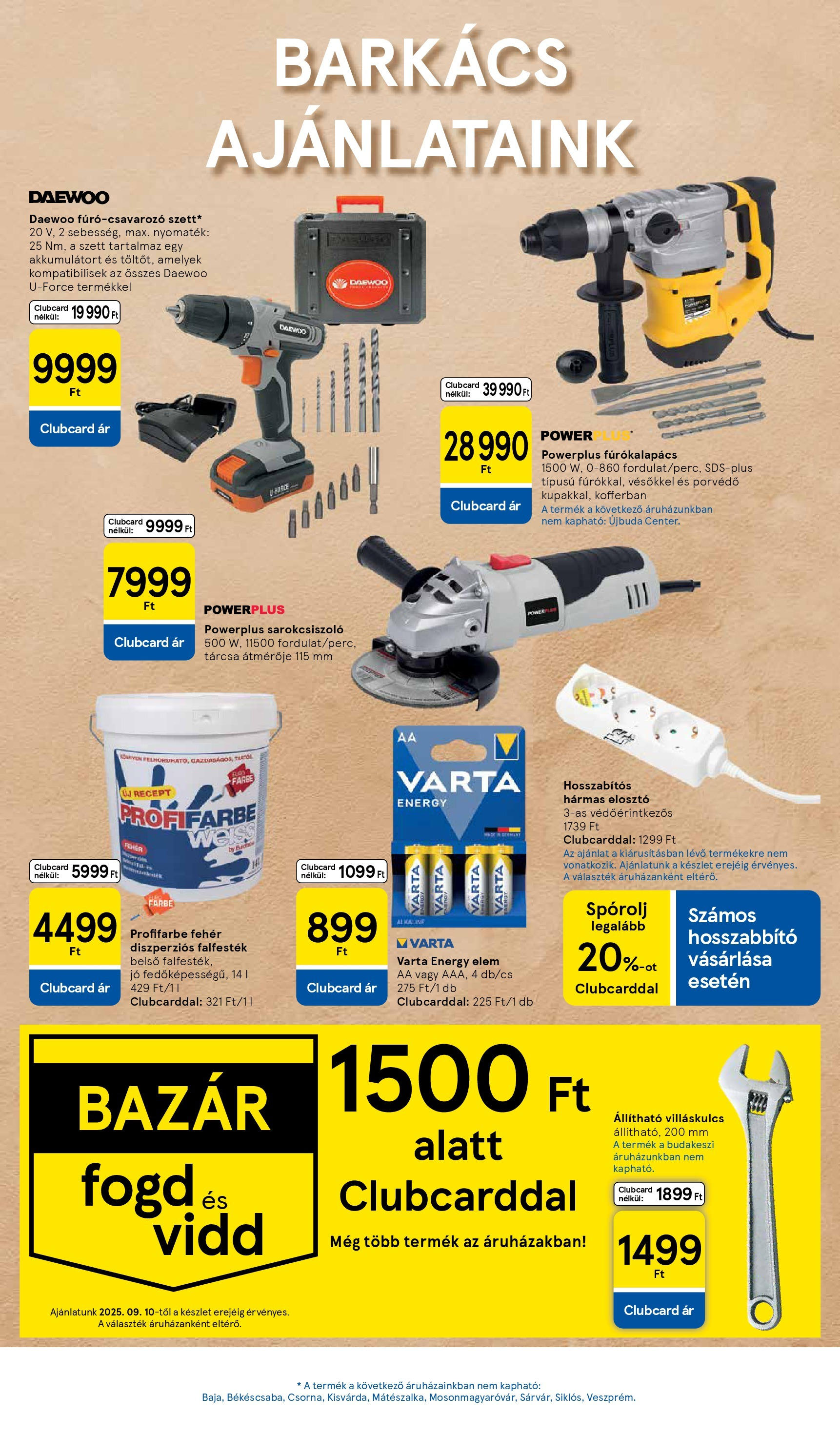 Tesco - Tesco újság érvényessége 2025.09.24-ig - 2025.09.17.-tól - online | Oldal: 13 | Termékek: Hosszabbító, Fúrókalapács, Sarokcsiszoló