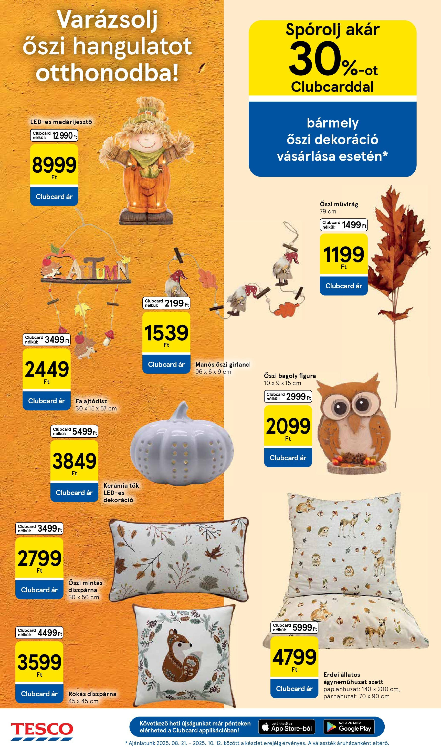 Tesco - Tesco újság érvényessége 2025.09.24-ig - 2025.09.17.-tól - online | Oldal: 30 | Termékek: Párnahuzat, Tök, Művirág, Dekoráció