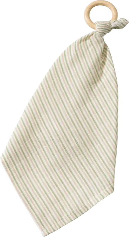 ALANA Kuscheltuch mit Holzring & Ringel-Muster, grün