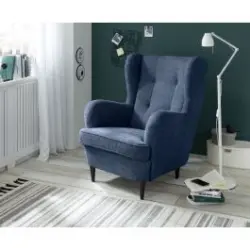 Елегантен фотьойл, цвят тъмносиньо