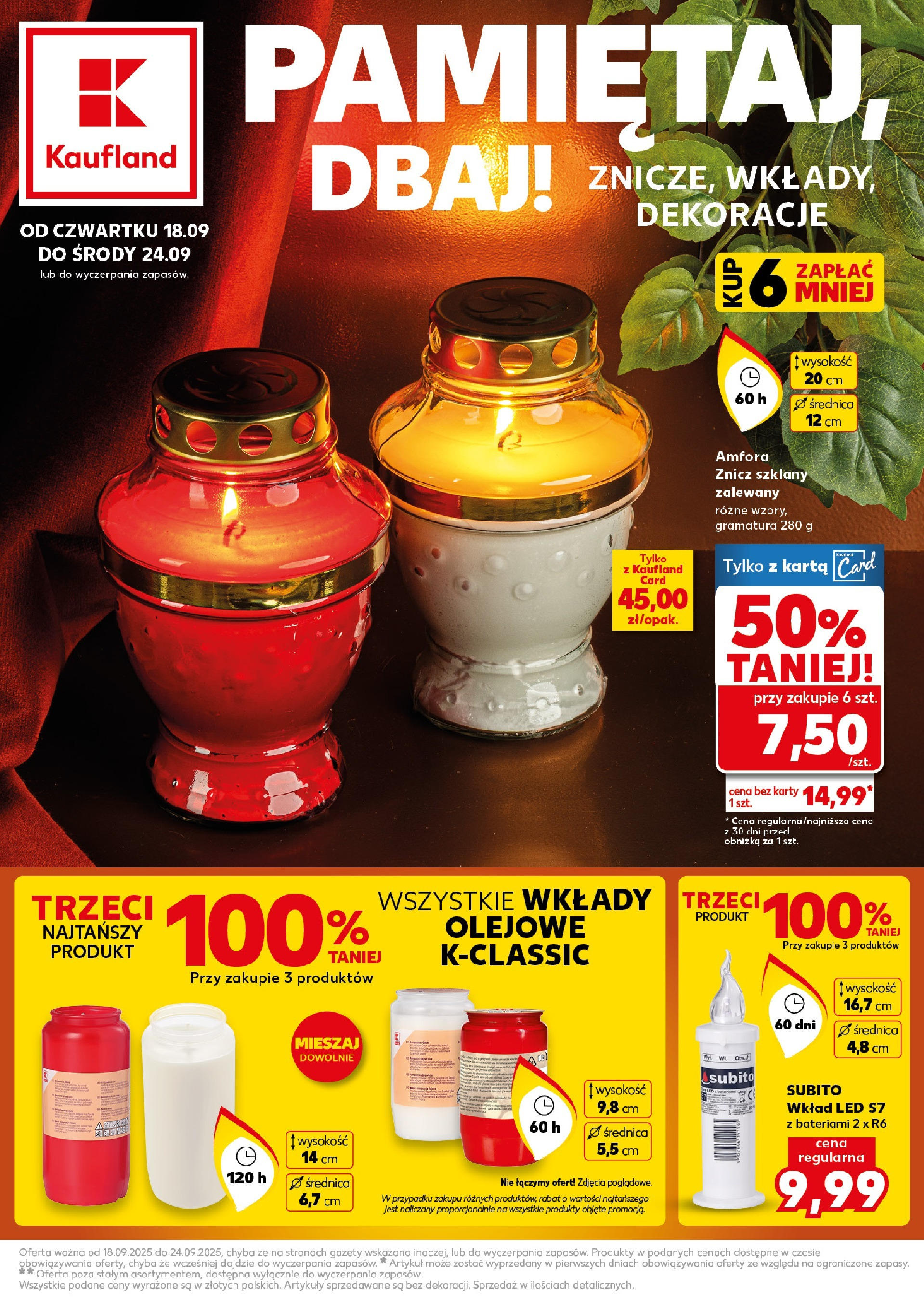 Kaufland gazetka - Znicze (18.09.2025) - od jutra | Strona: 1 | Produkty: Karta Kaufland gazetka - Znicze od 18.09.2025 - od jutra PDF | Strona: 1 | Produkty: Karta