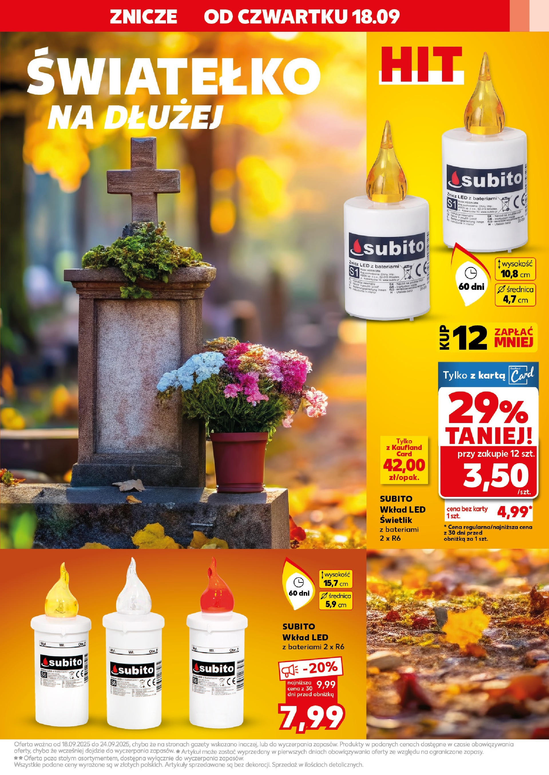 Kaufland gazetka - Znicze (18.09.2025) - od jutra | Strona: 15 | Produkty: Karta, Znicz LED, Znicze Kaufland gazetka - Znicze od 18.09.2025 - od jutra PDF | Strona: 15 | Produkty: Karta, Znicz LED, Znicze