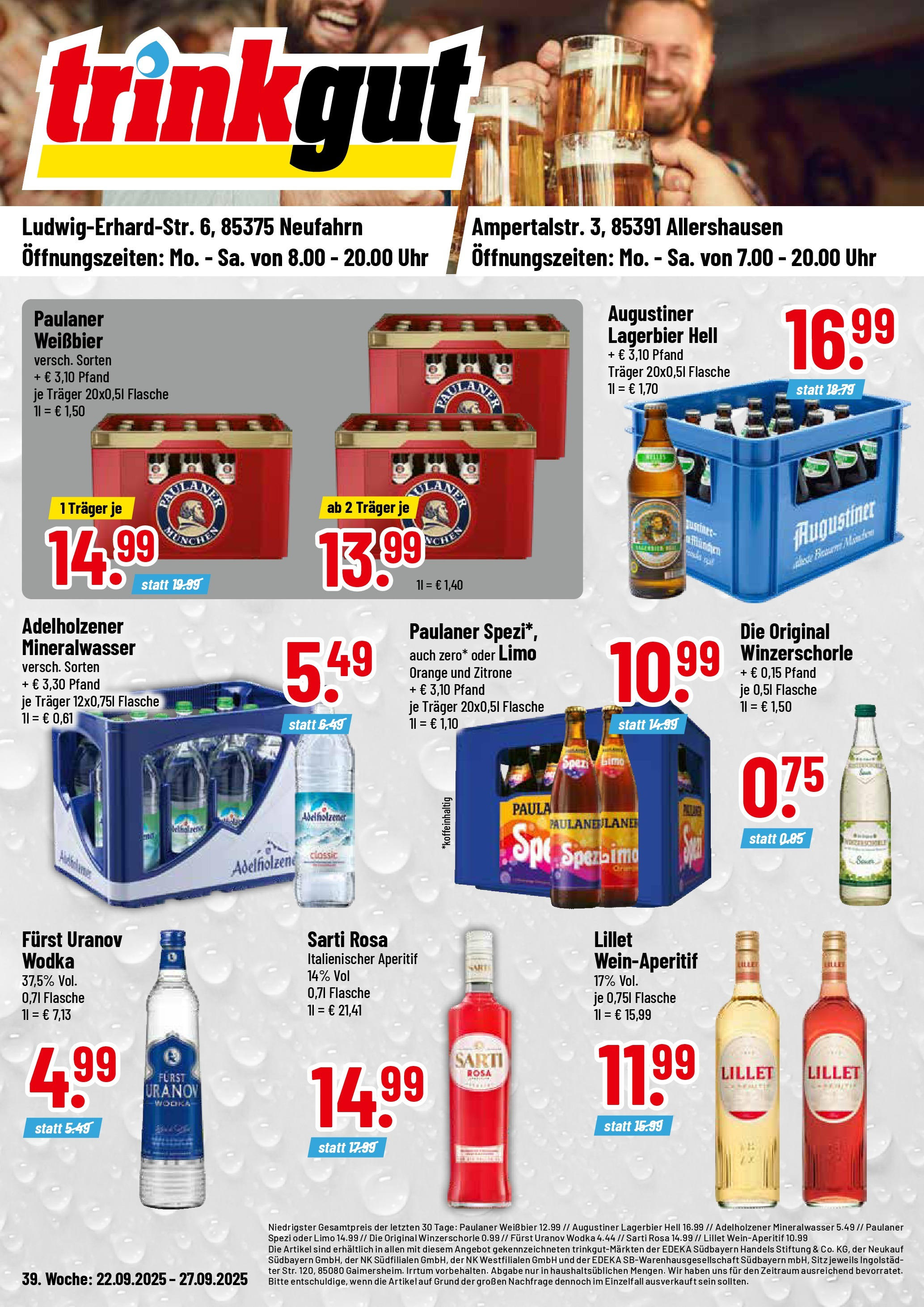 Trinkgut - trinkgut: Wochenangebote (ab 21.09.2025) » Angebote online | Seite: 1 | Produkte: Zitrone, Wodka, Uhr, Paulaner