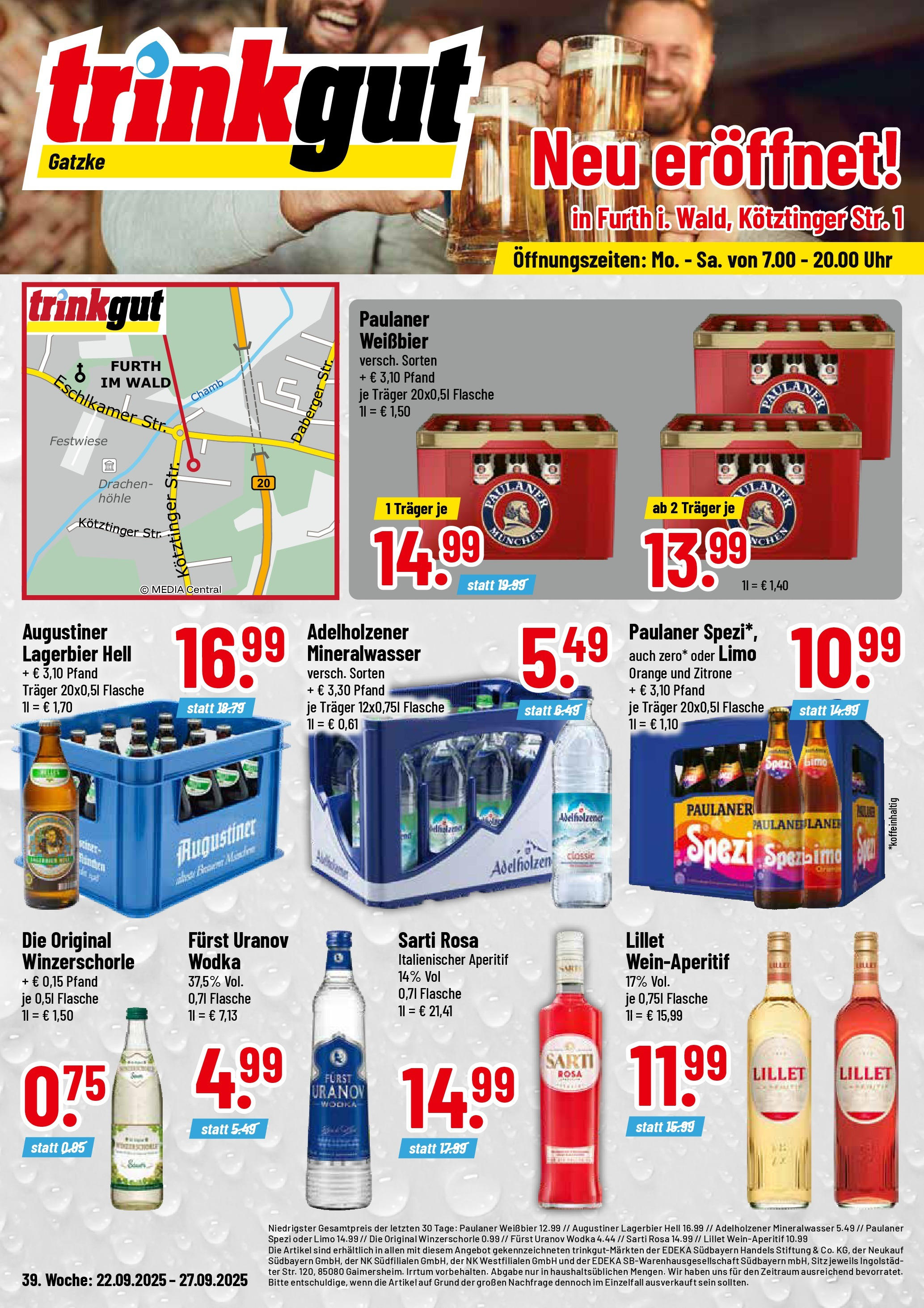 Trinkgut - trinkgut: Wochenangebote (ab 21.09.2025) » Angebote online | Seite: 1 | Produkte: Adelholzener, Zitrone, Wodka, Uhr
