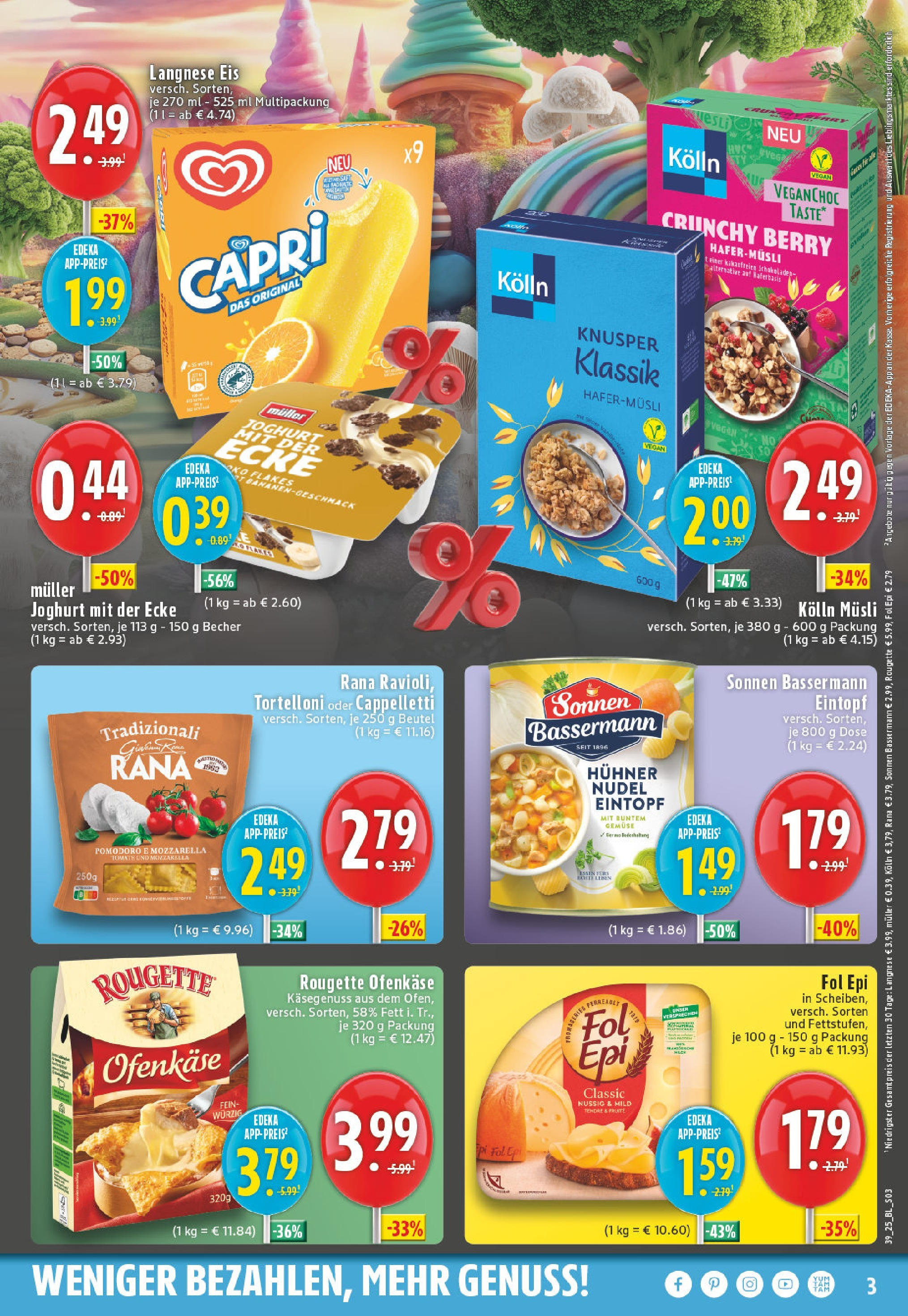 Edeka prospekt Leverkusen (ab 21.09.2025) » Angebote Online | Seite: 3 | Produkte: Musli, Langnese, Rougette ofenkase, Eis Edeka prospekt Leverkusen (ab 21.09.2025) » Angebote Online | Seite: 3 | Produkte: Musli, Langnese, Rougette ofenkase, Eis
