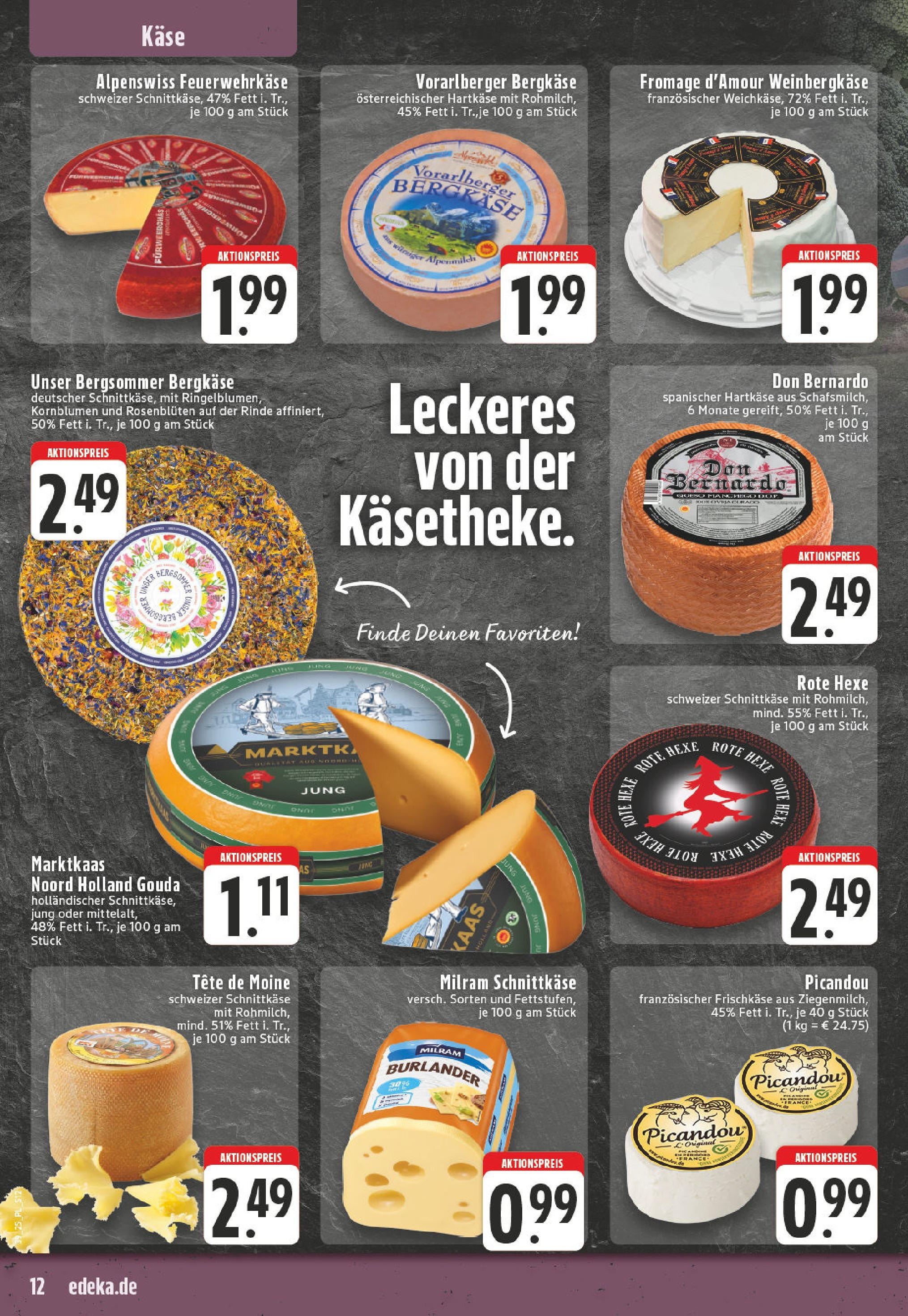 Edeka prospekt Linnich	 (ab 21.09.2025) » Angebote Online | Seite: 12 | Produkte: Käse, Gouda, Milram, Frischkase