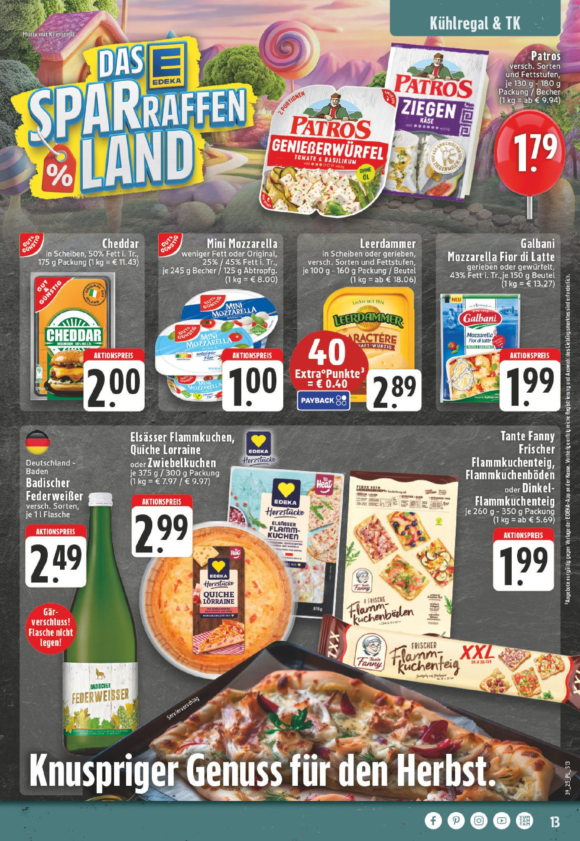 Edeka prospekt Linnich	 (ab 21.09.2025) » Angebote Online | Seite: 13 | Produkte: Milch, Käse, Ziegenkäse, Kuchen