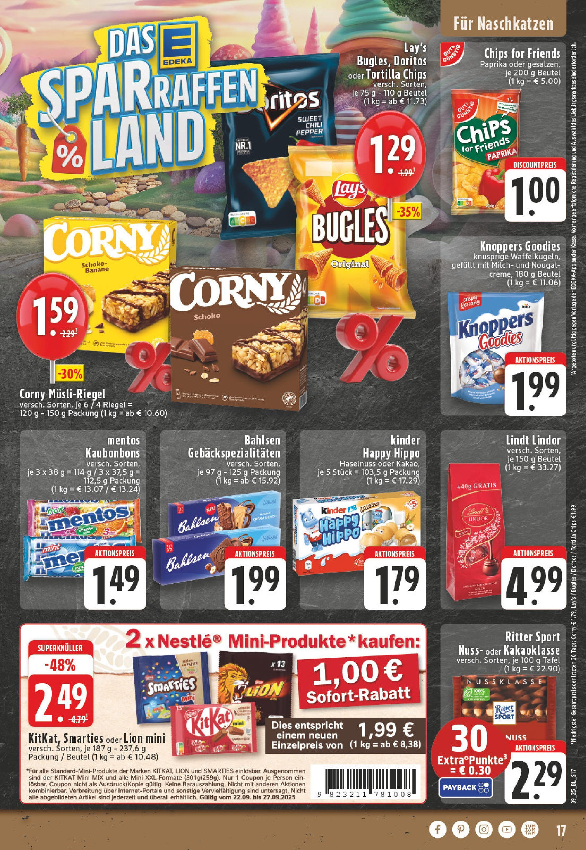 Edeka prospekt Leverkusen (ab 21.09.2025) » Angebote Online | Seite: 17 | Produkte: Chili, Knoppers, Lindt, Chips Edeka prospekt Leverkusen (ab 21.09.2025) » Angebote Online | Seite: 17 | Produkte: Chili, Knoppers, Lindt, Chips