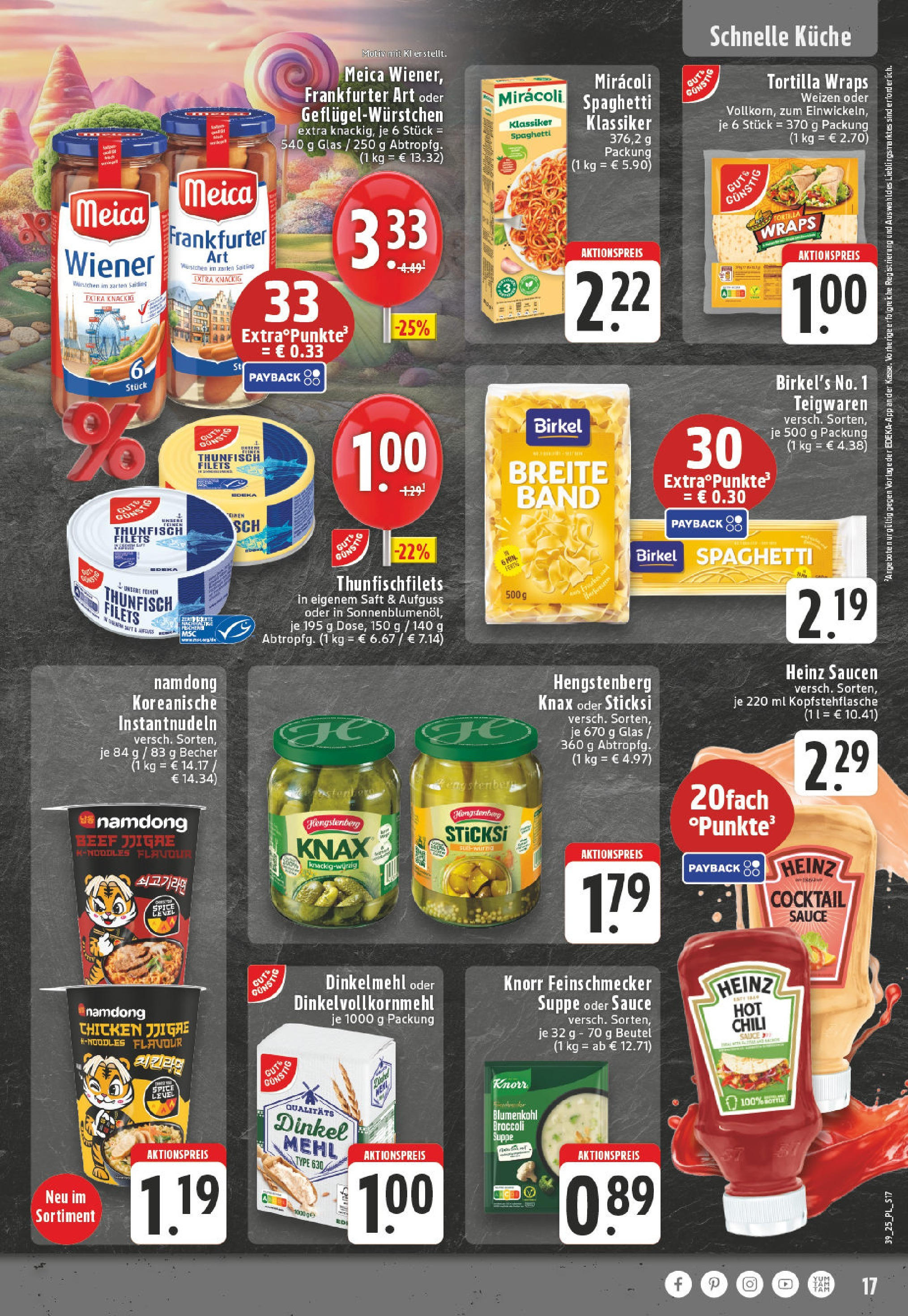 Edeka prospekt Linnich	 (ab 21.09.2025) » Angebote Online | Seite: 17 | Produkte: Mehl, Thunfisch, Küche, Knorr