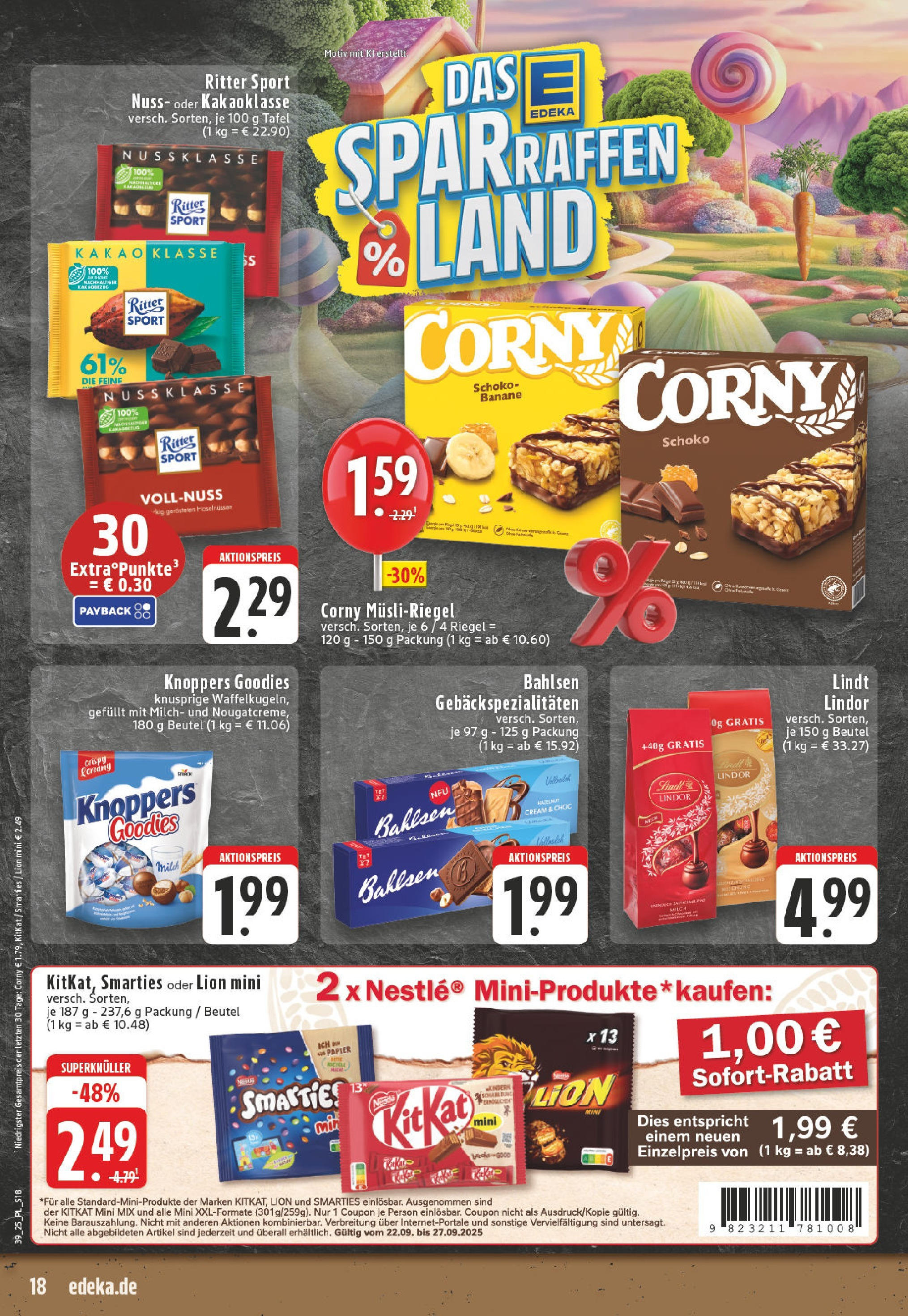 Edeka prospekt Linnich	 (ab 21.09.2025) » Angebote Online | Seite: 18 | Produkte: Milch, Ritter sport, Smarties, Lindt