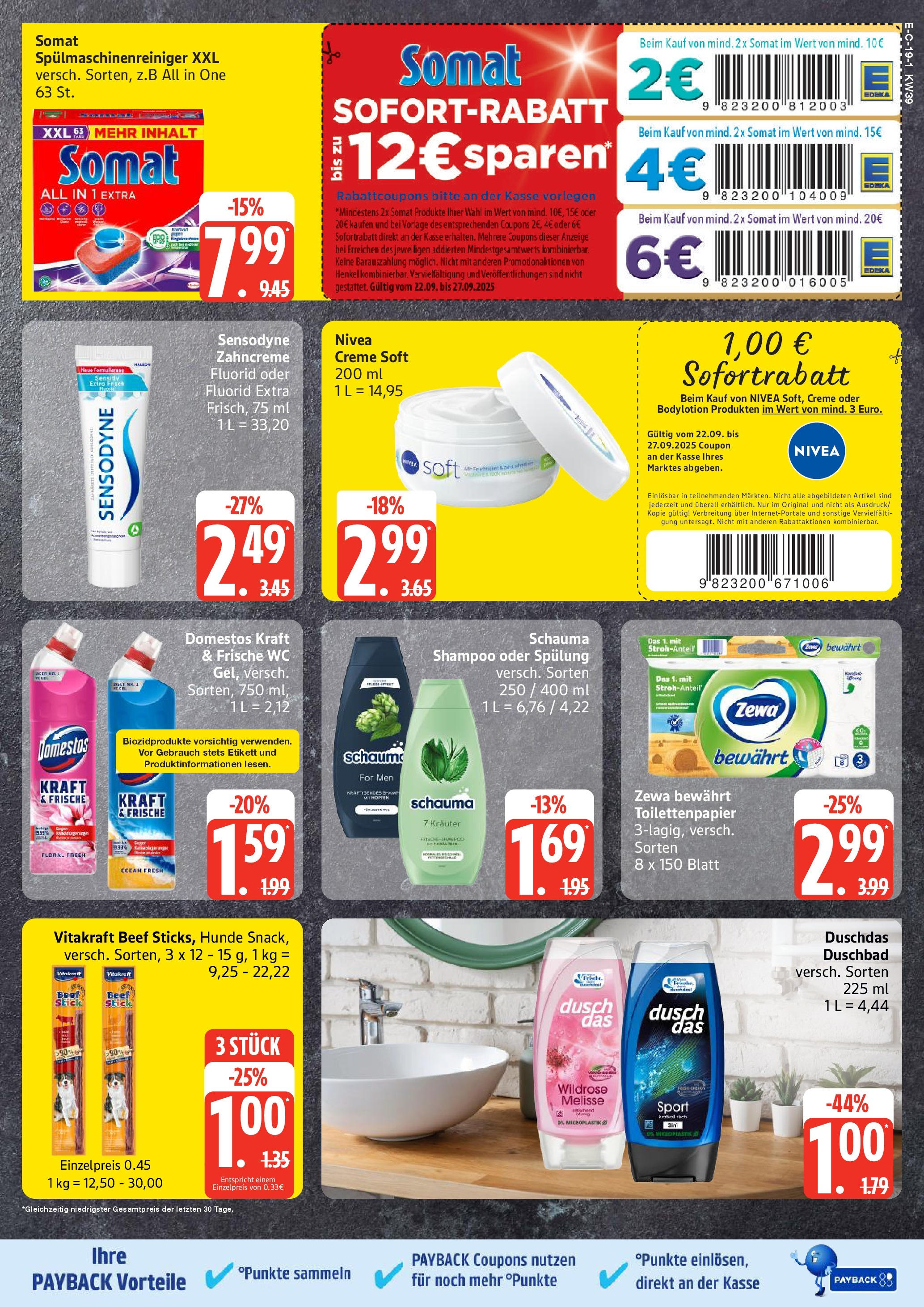 Marktkauf - Marktkauf: Wochenangebote (ab 21.09.2025) » Angebote ab Montag | Seite: 19 | Produkte: Zewa, Spülung, Spülmaschinenreiniger, Toilettenpapier Marktkauf - Marktkauf: Wochenangebote (ab 21.09.2025) » Angebote online | Seite: 19 | Produkte: Zewa, Spülung, Spülmaschinenreiniger, Toilettenpapier