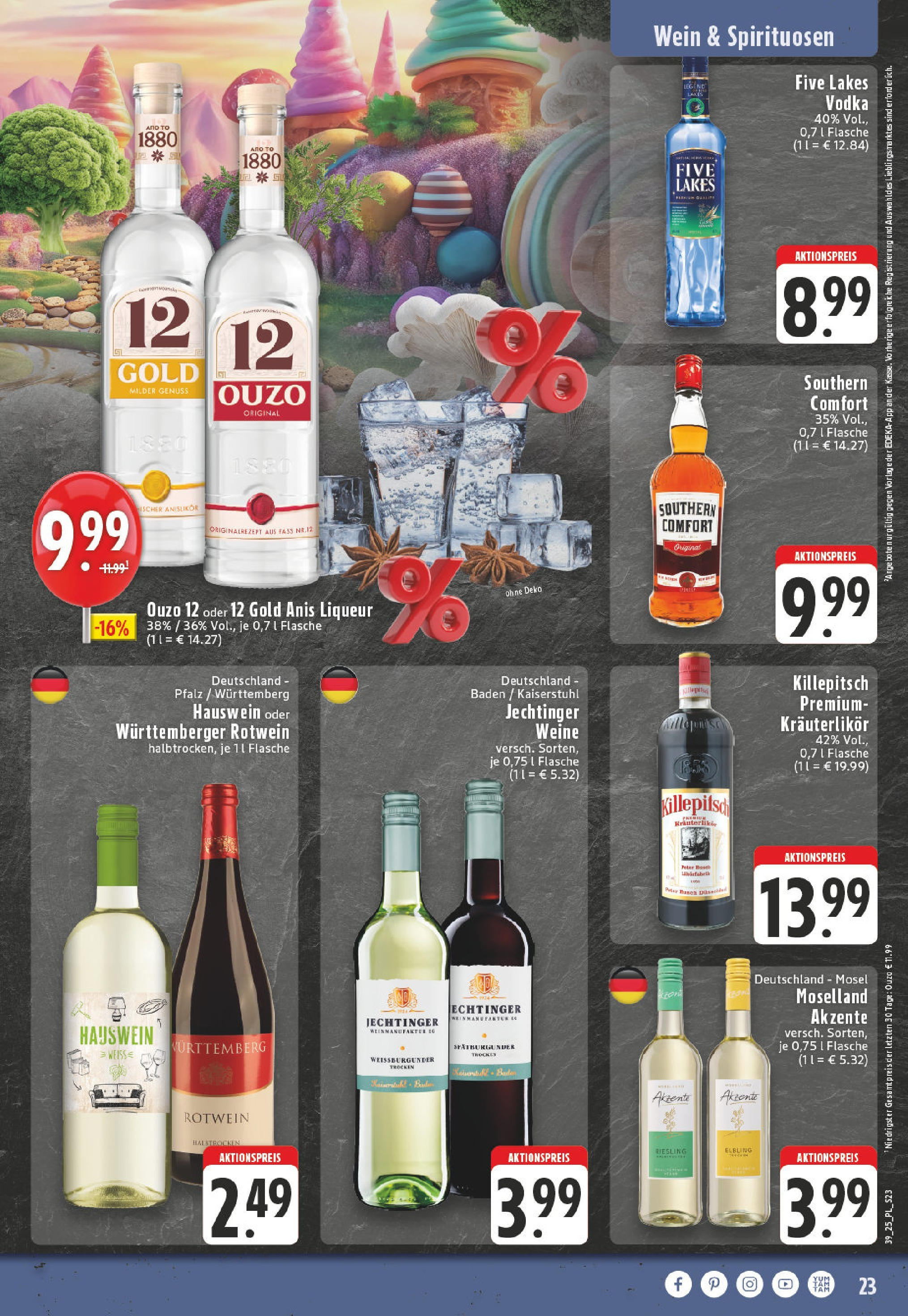 Edeka prospekt Linnich	 (ab 21.09.2025) » Angebote Online | Seite: 23 | Produkte: Ouzo 12, Ouzo, Wein, Vodka