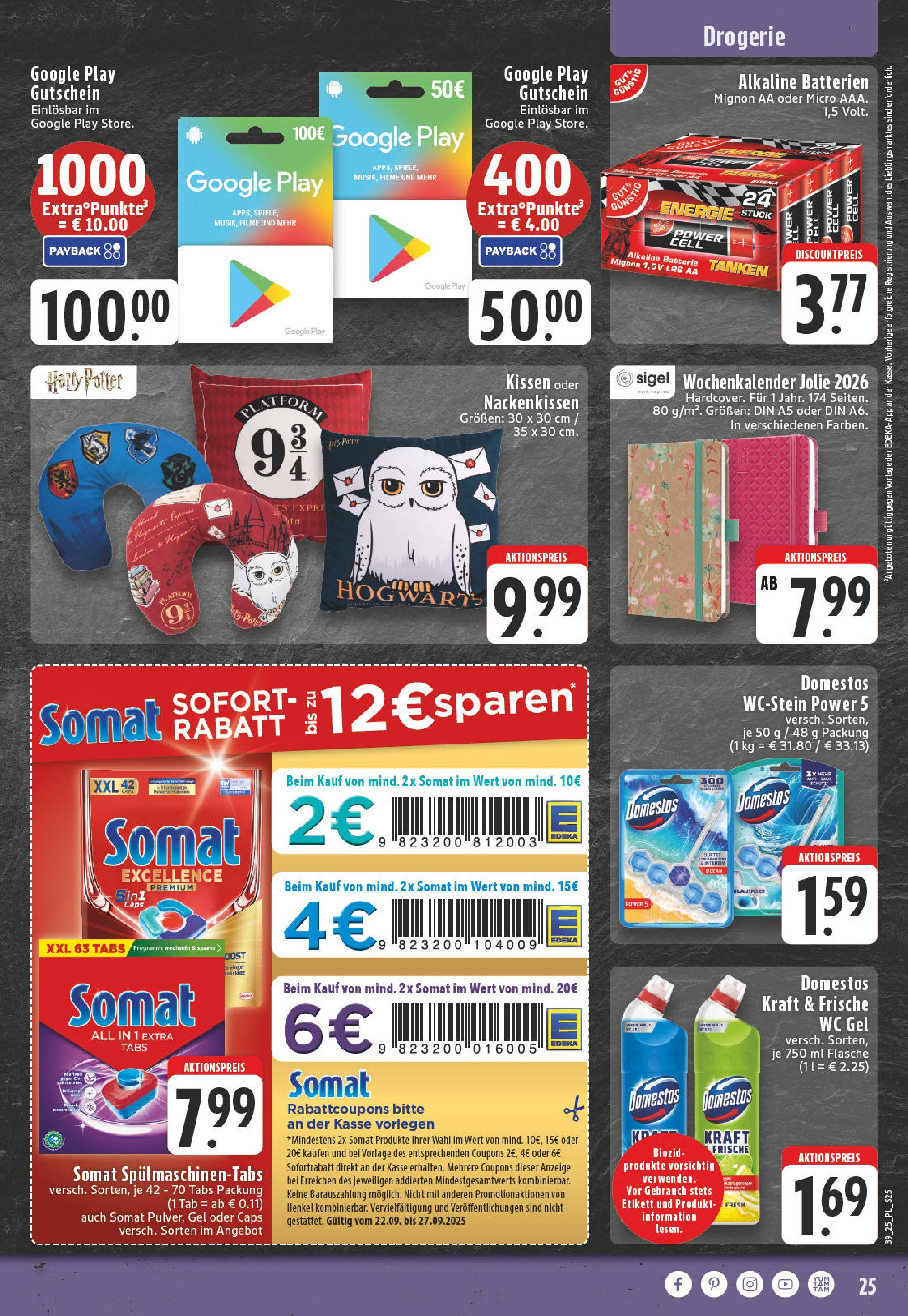Edeka prospekt Linnich	 (ab 21.09.2025) » Angebote Online | Seite: 25 | Produkte: Kissen, Batterien, Batterie, Spülmaschinentabs