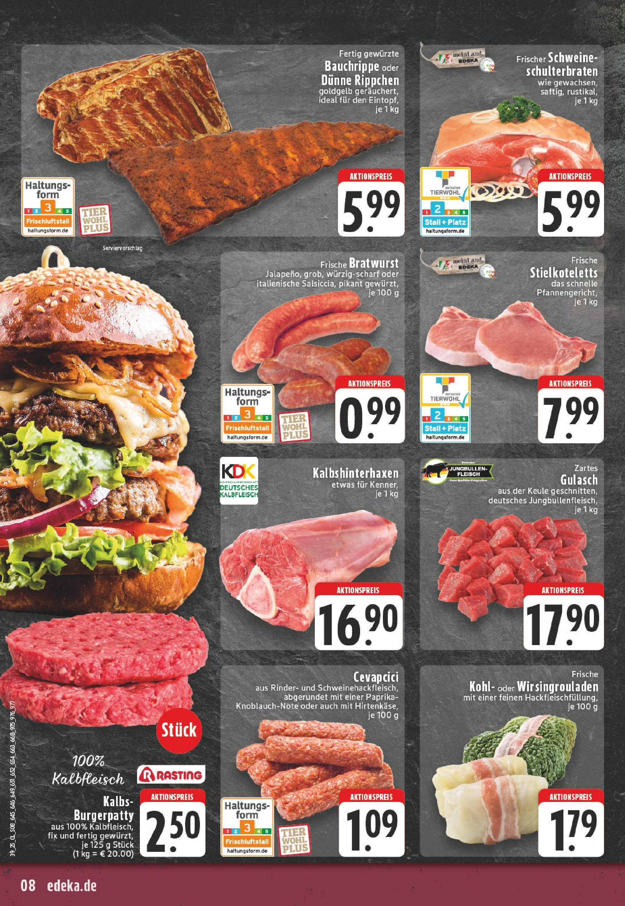Edeka prospekt Düsseldorf - Bilk	 (ab 21.09.2025) » Angebote Online | Seite: 8 | Produkte: Bratwurst, Cevapcici, Burger, Fleisch