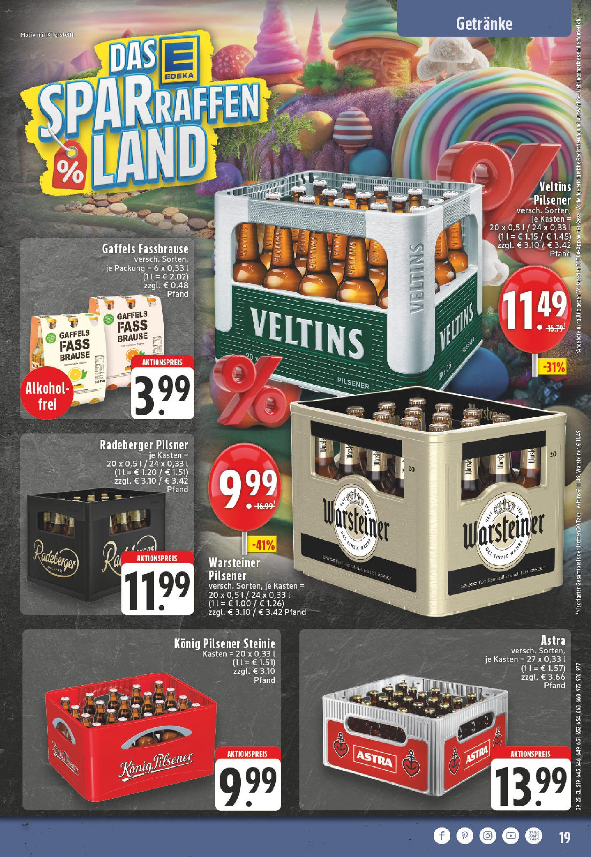 Edeka prospekt Düsseldorf - Bilk	 (ab 21.09.2025) » Angebote Online | Seite: 19 | Produkte: Astra, Warsteiner, Radeberger pilsner, Veltins