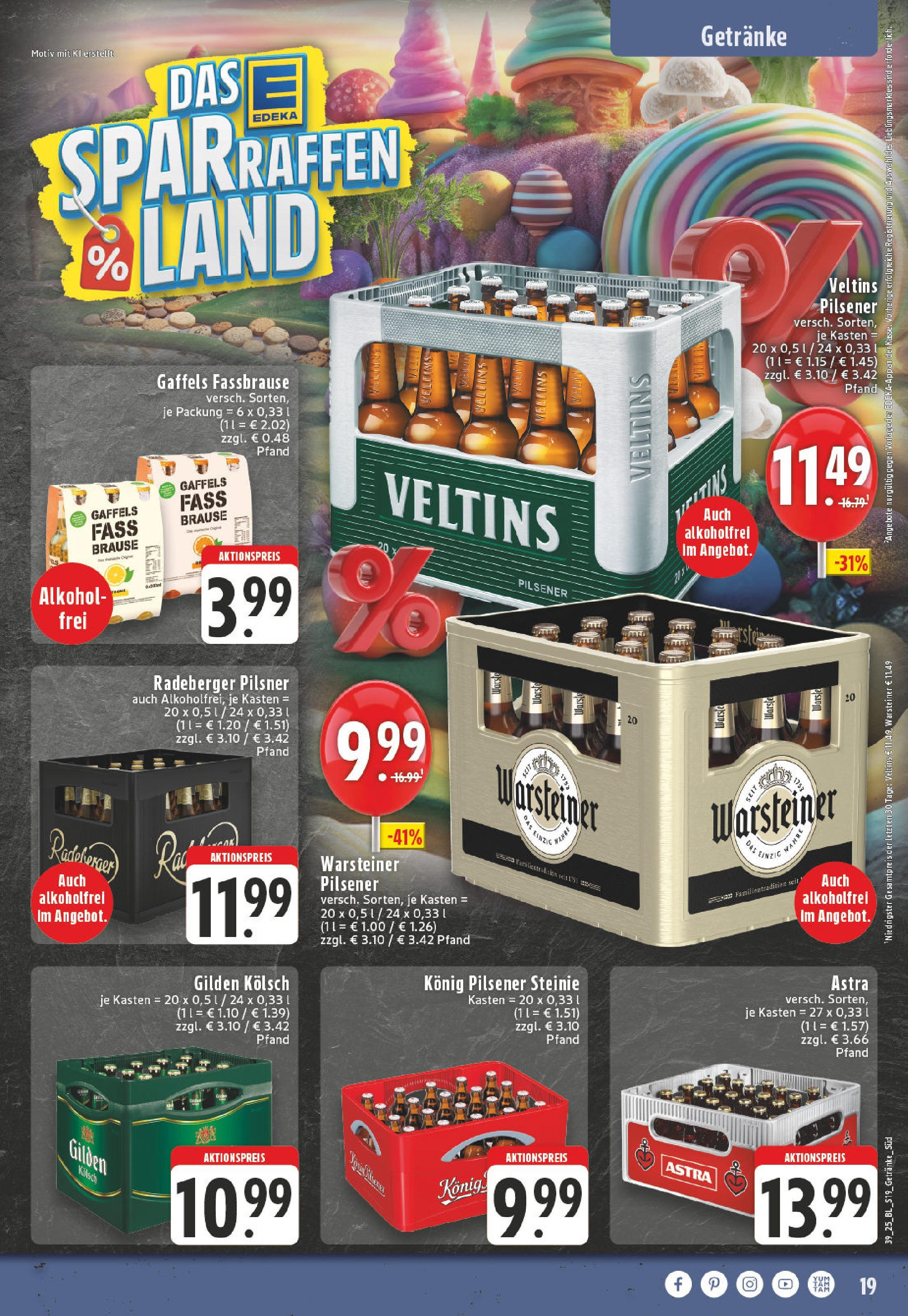 Edeka prospekt Leverkusen (ab 21.09.2025) » Angebote Online | Seite: 19 | Produkte: Warsteiner, Fassbrause, Radeberger pilsner, Veltins Edeka prospekt Leverkusen (ab 21.09.2025) » Angebote Online | Seite: 19 | Produkte: Warsteiner, Fassbrause, Radeberger pilsner, Veltins
