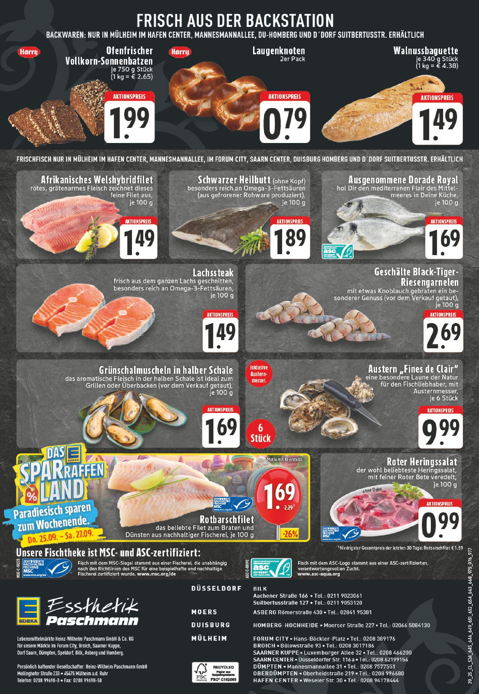 Edeka prospekt Düsseldorf - Bilk	 (ab 21.09.2025) » Angebote Online | Seite: 24 | Produkte: Dorade, Fisch, Lachs, Steak