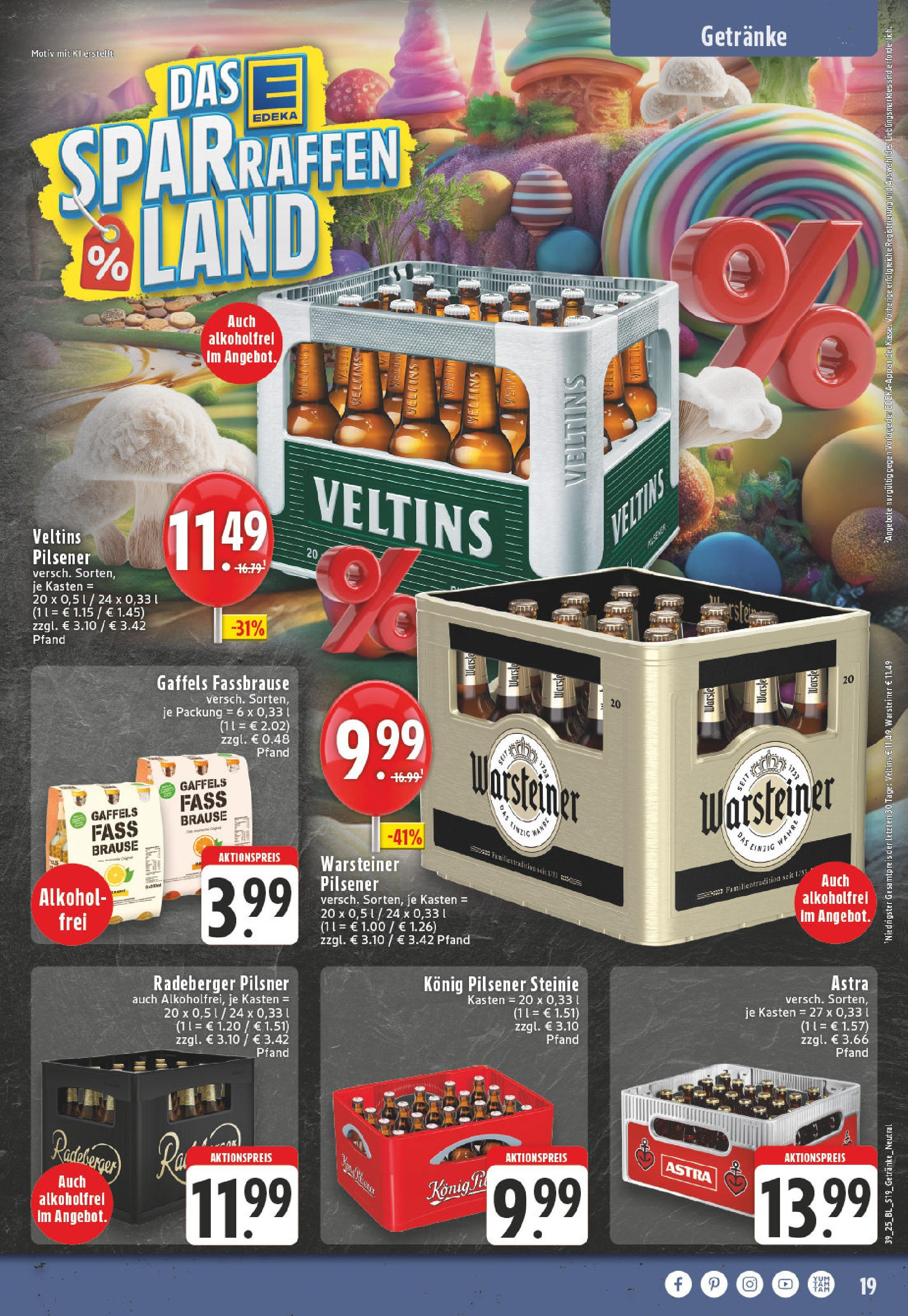 Edeka prospekt Winterberg-Zueschen	 (ab 21.09.2025) » Angebote Online | Seite: 19 | Produkte: Konig pilsener, Warsteiner, Fassbrause, Veltins
