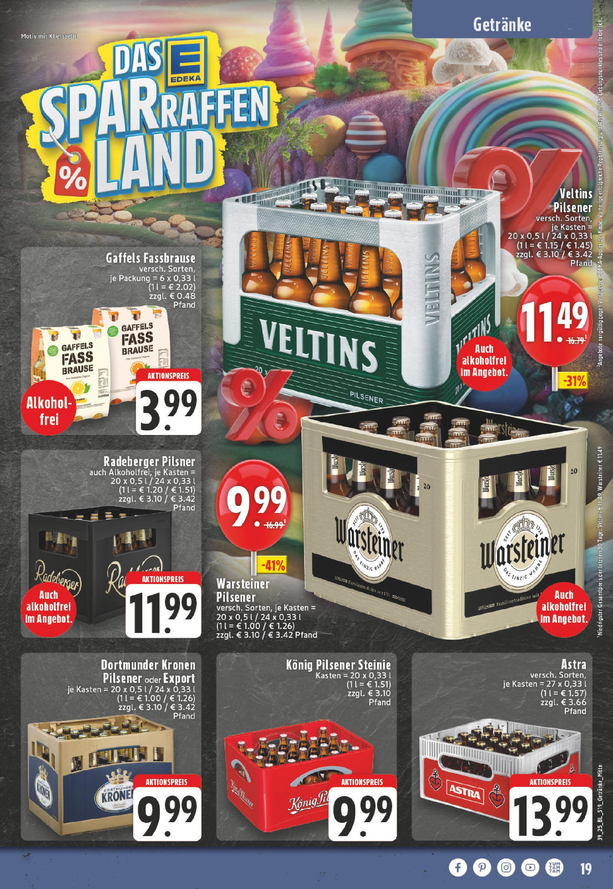 Edeka prospekt Rheinberg (ab 21.09.2025) » Angebote Online | Seite: 19 | Produkte: Astra, Warsteiner, Fassbrause, Radeberger pilsner Edeka prospekt Rheinberg (ab 21.09.2025) » Angebote Online | Seite: 19 | Produkte: Astra, Warsteiner, Fassbrause, Radeberger pilsner