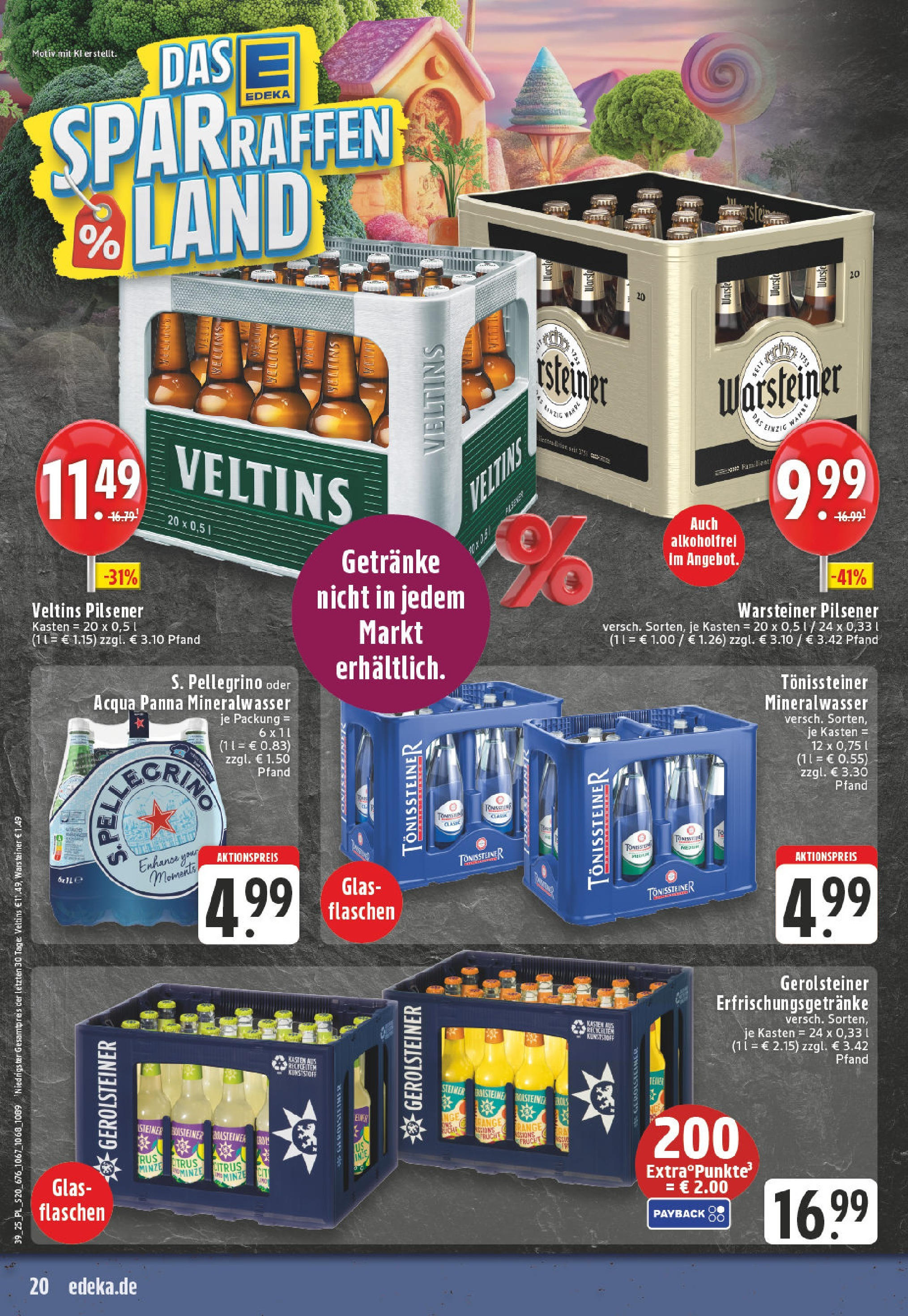 Edeka prospekt Linnich	 (ab 21.09.2025) » Angebote Online | Seite: 20 | Produkte: Mineralwasser, Warsteiner, Veltins, Gerolsteiner
