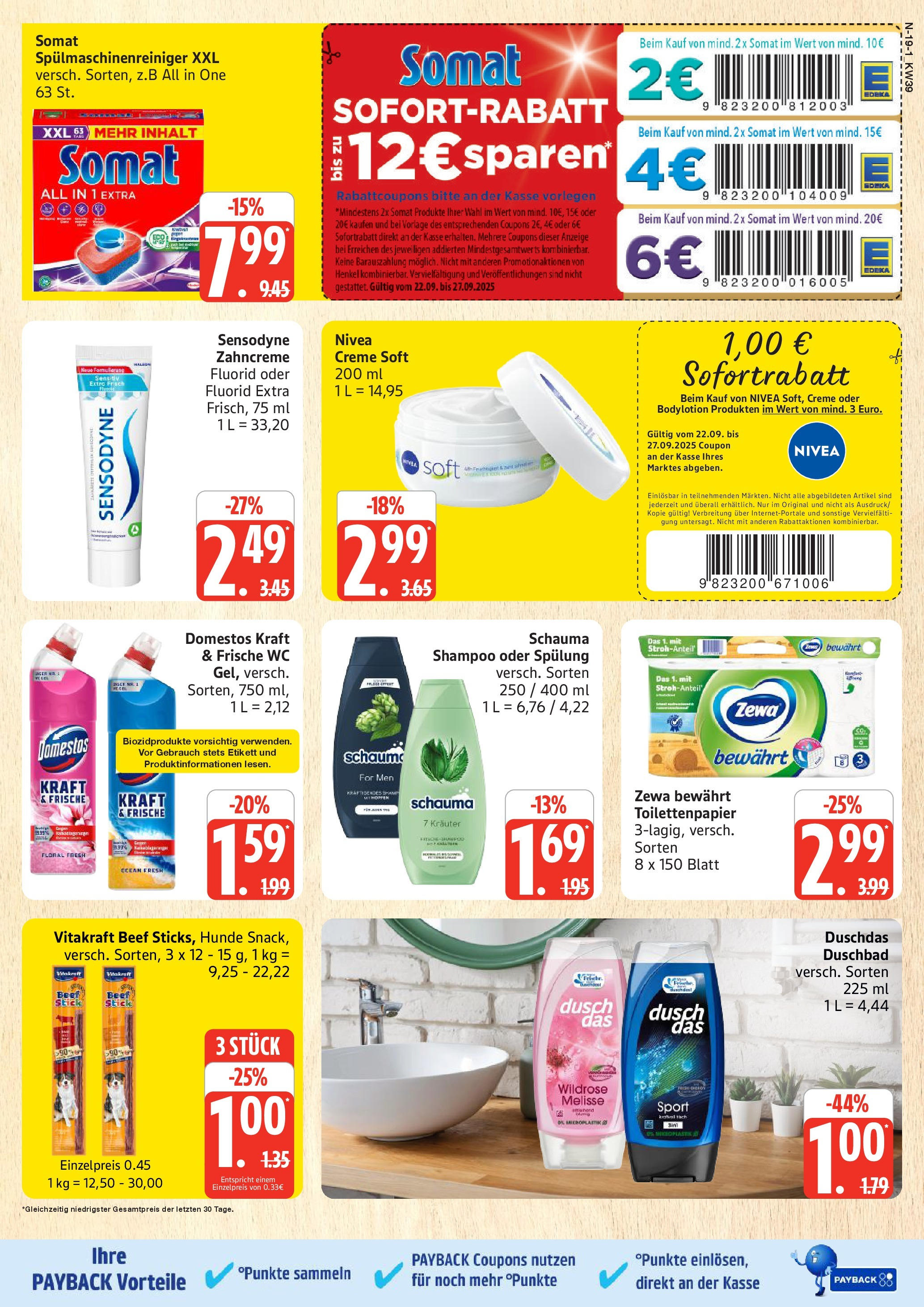 Marktkauf - Marktkauf: Wochenangebote (ab 21.09.2025) » Angebote ab Montag | Seite: 19 | Produkte: Zewa, Spülung, Spülmaschinenreiniger, Toilettenpapier Marktkauf - Marktkauf: Wochenangebote (ab 21.09.2025) » Angebote online | Seite: 19 | Produkte: Zewa, Spülung, Spülmaschinenreiniger, Toilettenpapier