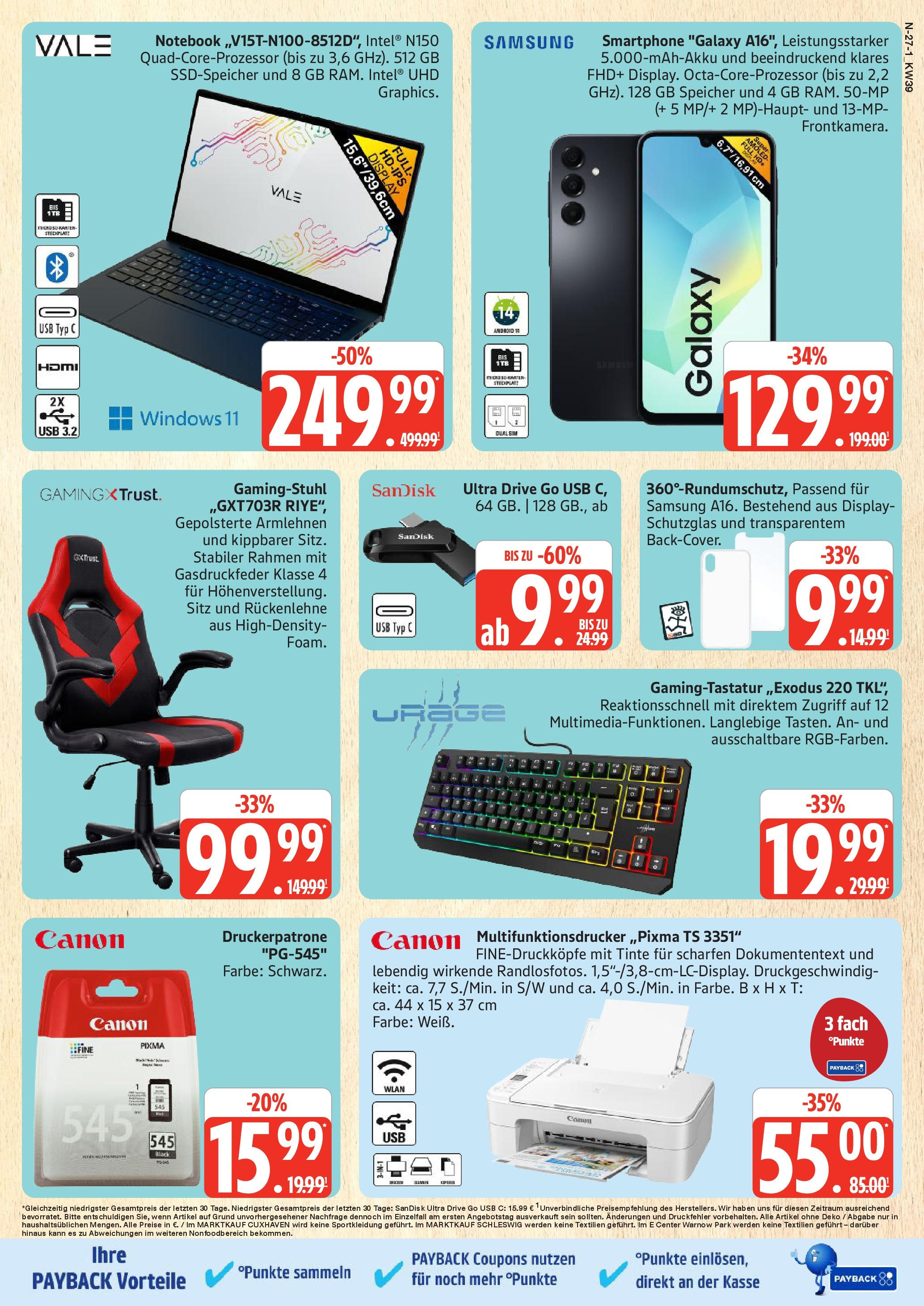 Marktkauf - Marktkauf: Wochenangebote (ab 21.09.2025) » Angebote ab Montag | Seite: 27 | Produkte: USB, Gamingstuhl, Notebook, Smartphone Marktkauf - Marktkauf: Wochenangebote (ab 21.09.2025) » Angebote online | Seite: 27 | Produkte: USB, Gamingstuhl, Notebook, Smartphone
