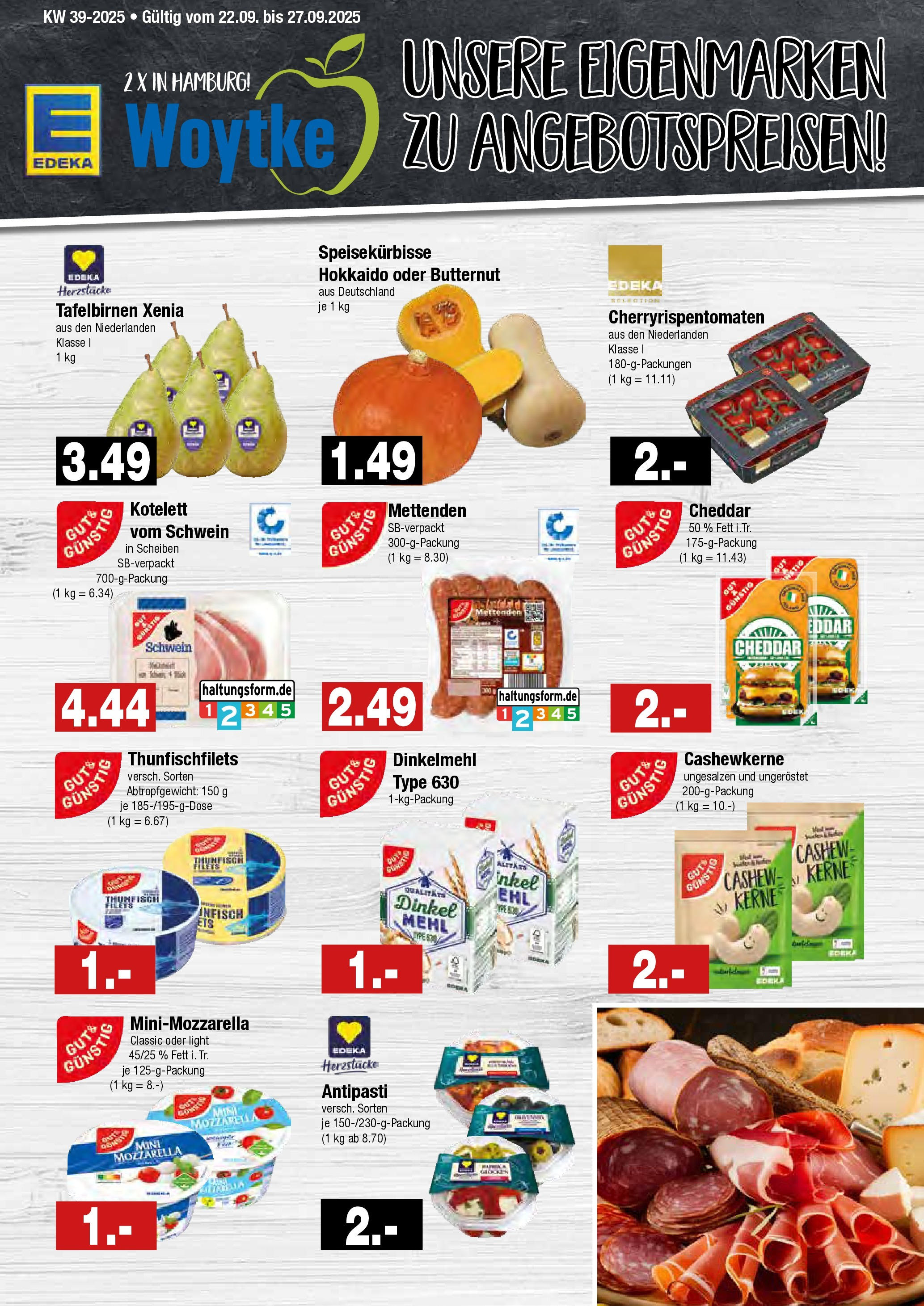 Edeka prospekt Hamburg	 (ab 21.09.2025) » Angebote Online | Seite: 9 | Produkte: Mehl, Thunfisch, Mozzarella