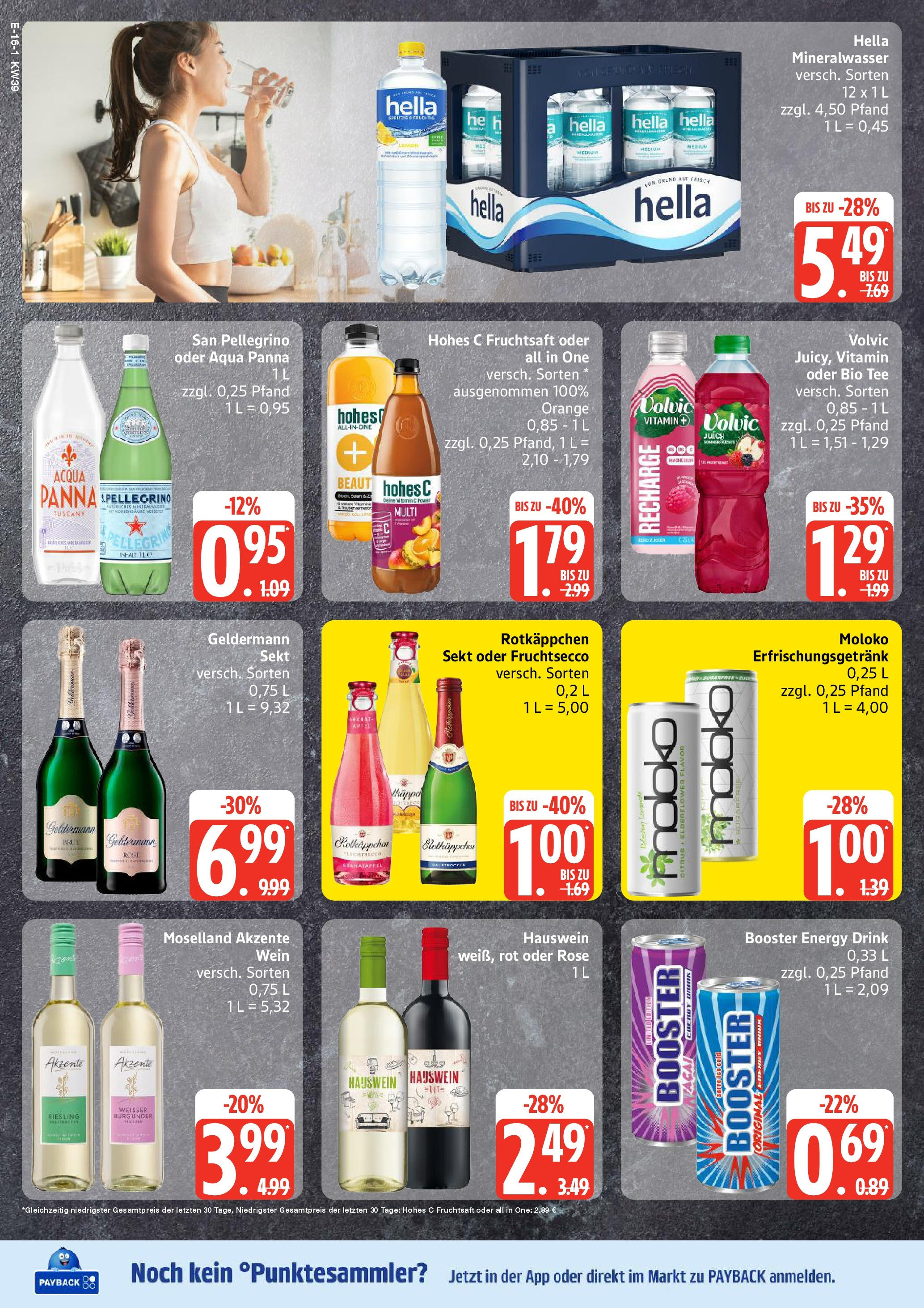 Edeka prospekt Hamburg	 (ab 21.09.2025) » Angebote Online | Seite: 16 | Produkte: Rotkappchen sekt, Sekt, Mineralwasser, Hohes c