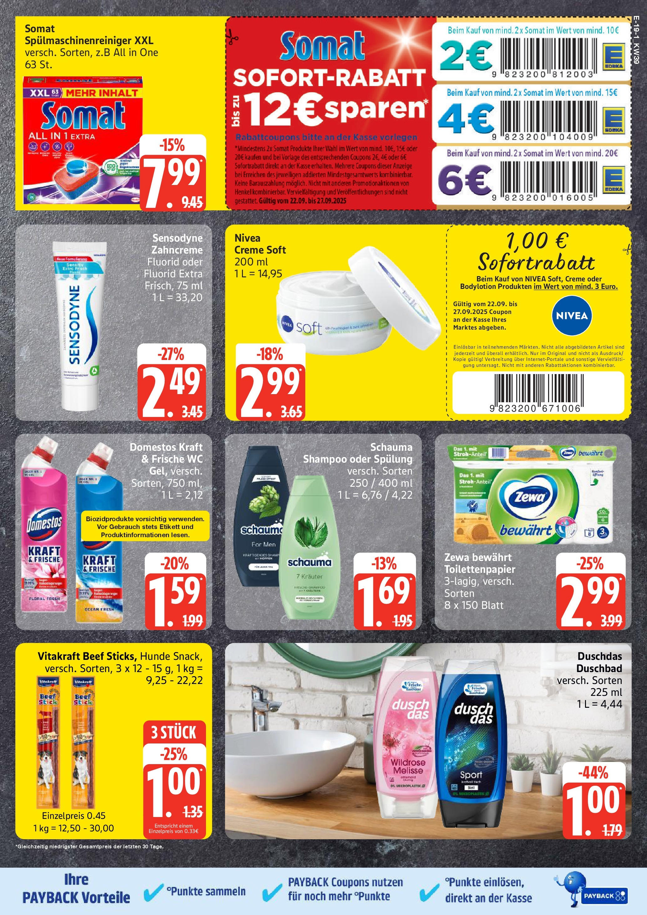 Edeka prospekt Rostock	 (ab 21.09.2025) » Angebote Online | Seite: 19 | Produkte: Schauma shampoo, Spülung, Duschdas, Spülmaschinenreiniger