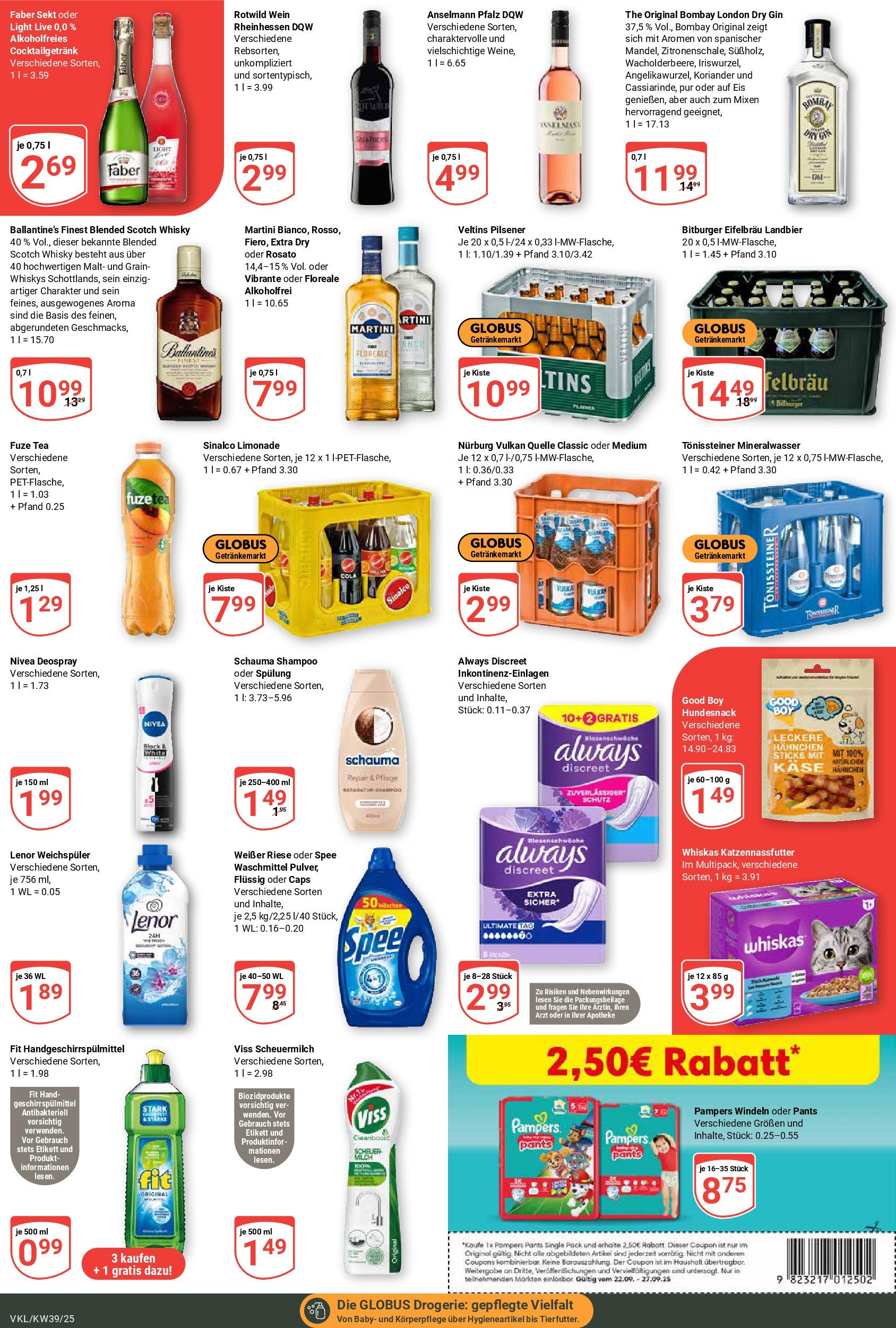 Globus prospekt Völklingen (ab 21.09.2025) » Angebote ab Montag | Seite: 7 | Produkte: Fuze tea, Schauma shampoo, Cola, Pampers Globus prospekt Völklingen (ab 21.09.2025) » Angebote online | Seite: 7 | Produkte: Fuze tea, Schauma shampoo, Cola, Pampers