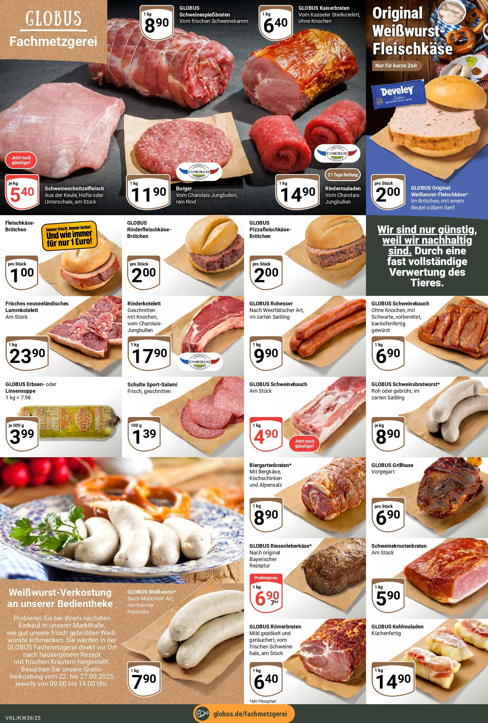 Globus prospekt Völklingen (ab 21.09.2025) » Angebote ab Montag | Seite: 10 | Produkte: Rinderrouladen, Schweinebauch, Weißwurst, Petersilie Globus prospekt Völklingen (ab 21.09.2025) » Angebote online | Seite: 10 | Produkte: Rinderrouladen, Schweinebauch, Weißwurst, Petersilie
