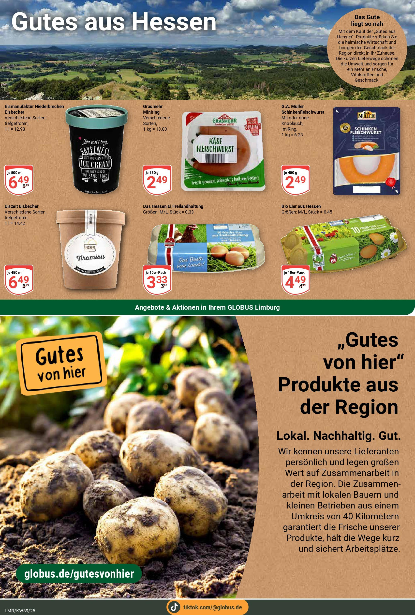 Globus prospekt Limburg	 (ab 21.09.2025) » Angebote online | Seite: 17 | Produkte: Käse, Eier, Schinken
